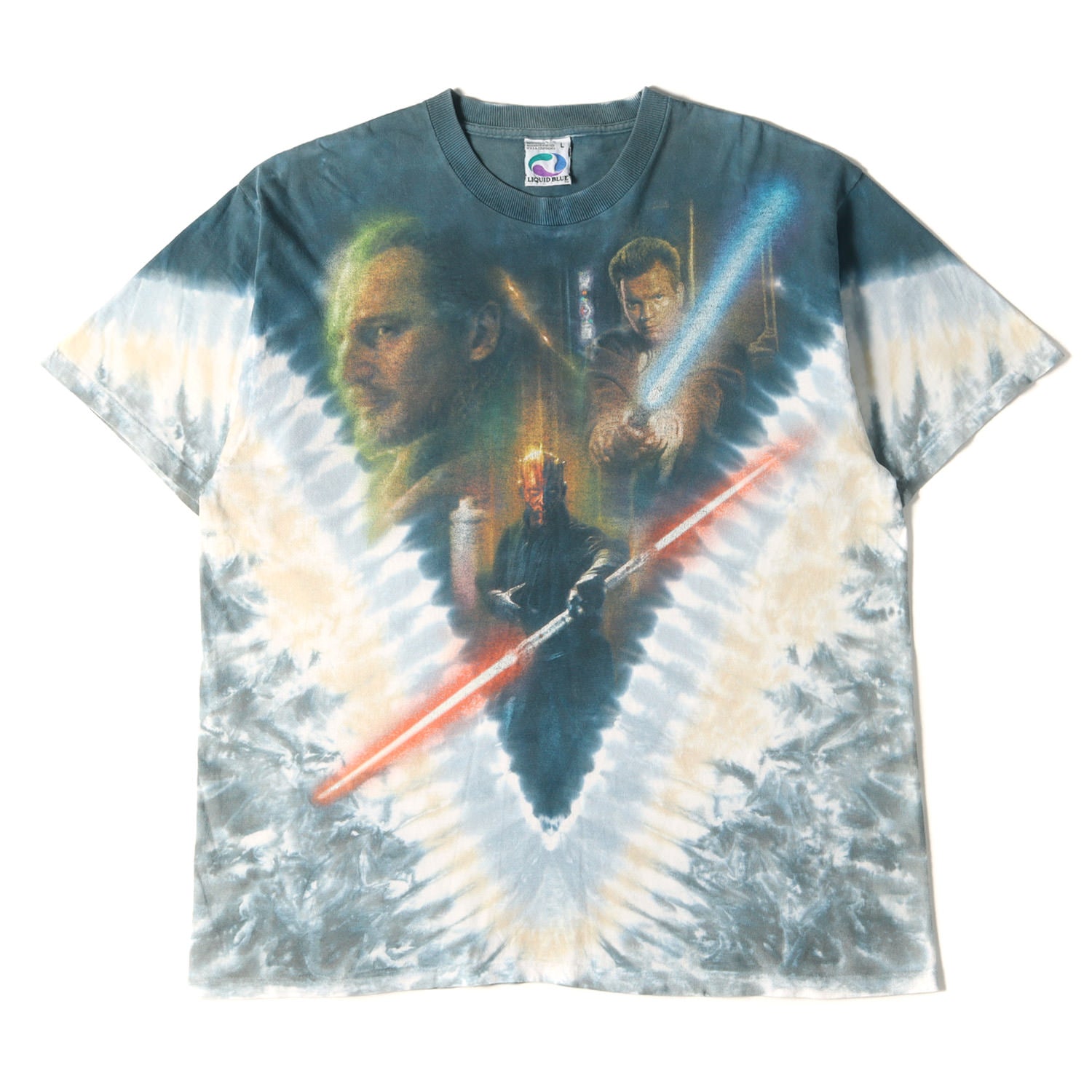 90s - 00s ヴィンテージ古着 (Vintage / Used) 90s - 00s STAR WARS EP1 ダース・モール&オビ・ワン&クワイガン  タイダイ染め Tシャツ(LIQUID BLUEボディ) - ブランド古着の通販・買取 | BEEGLE by Boo-Bee