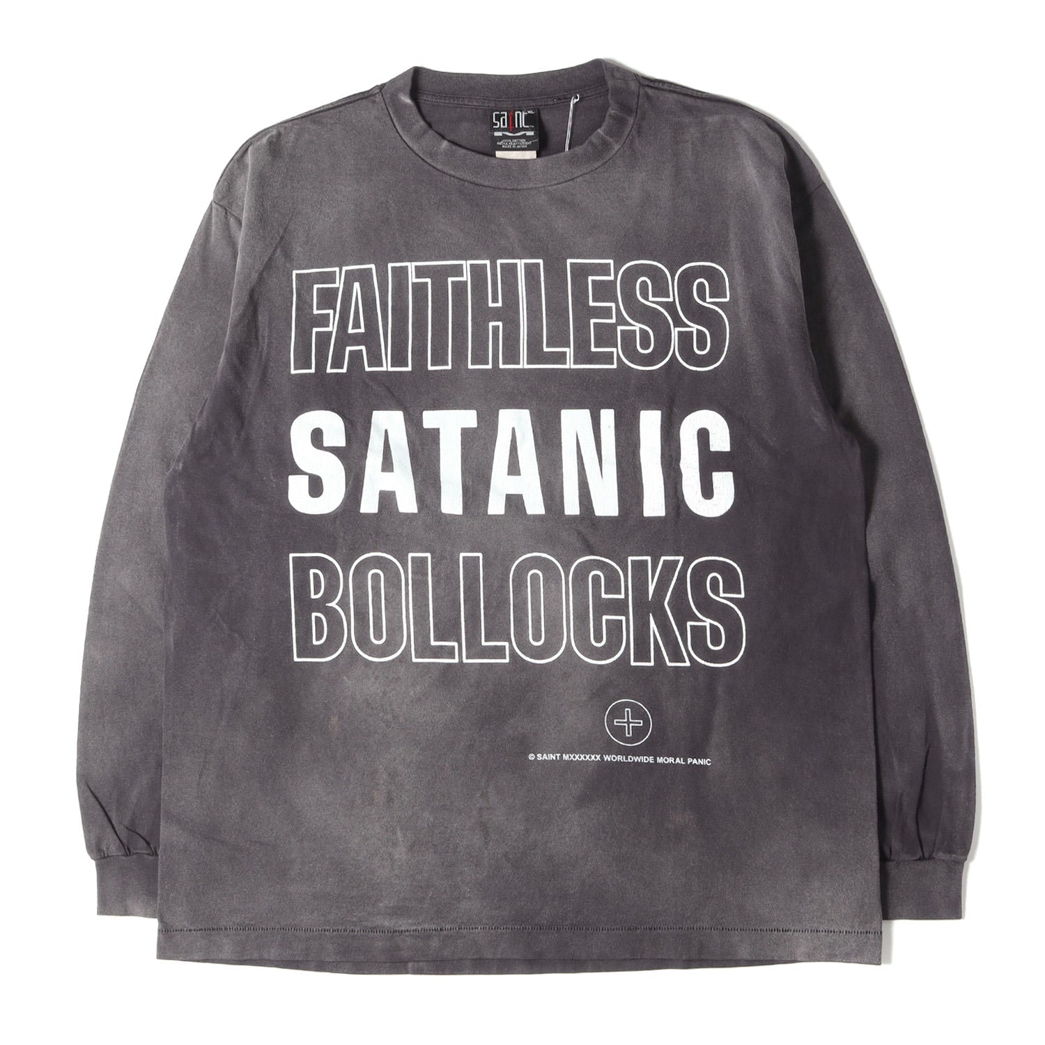 SAINT MICHAEL (セントマイケル) 22SS ヴィンテージ加工 フェイスレス・テクノ・ボロックス パロディー ロングスリーブ  Tシャツ(LS TEE FSBOLLOCKS) - ブランド古着の通販・買取 | BEEGLE by Boo-Bee