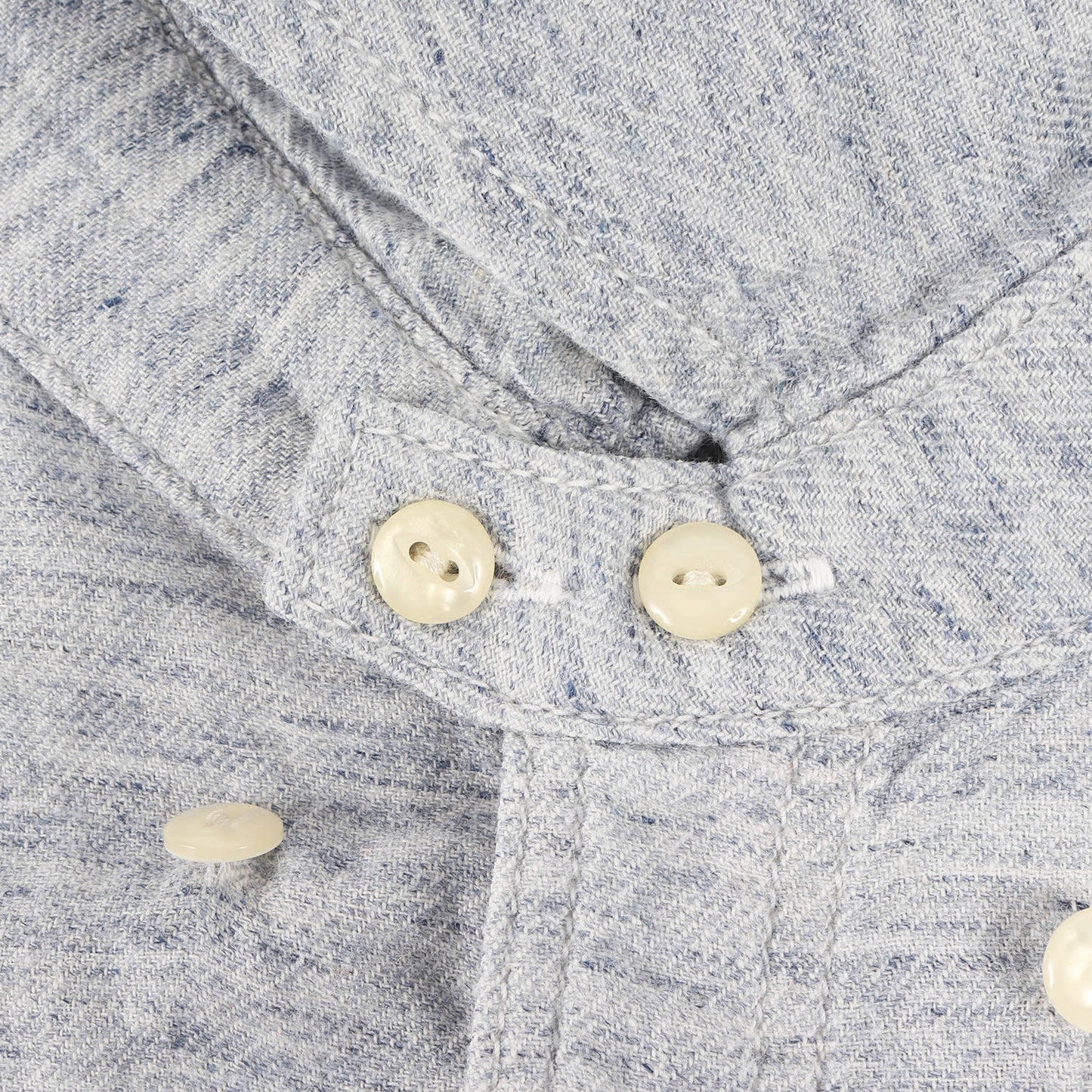 チンスト付き 霜降りコットン ワーク ボタンダウン 半袖シャツ