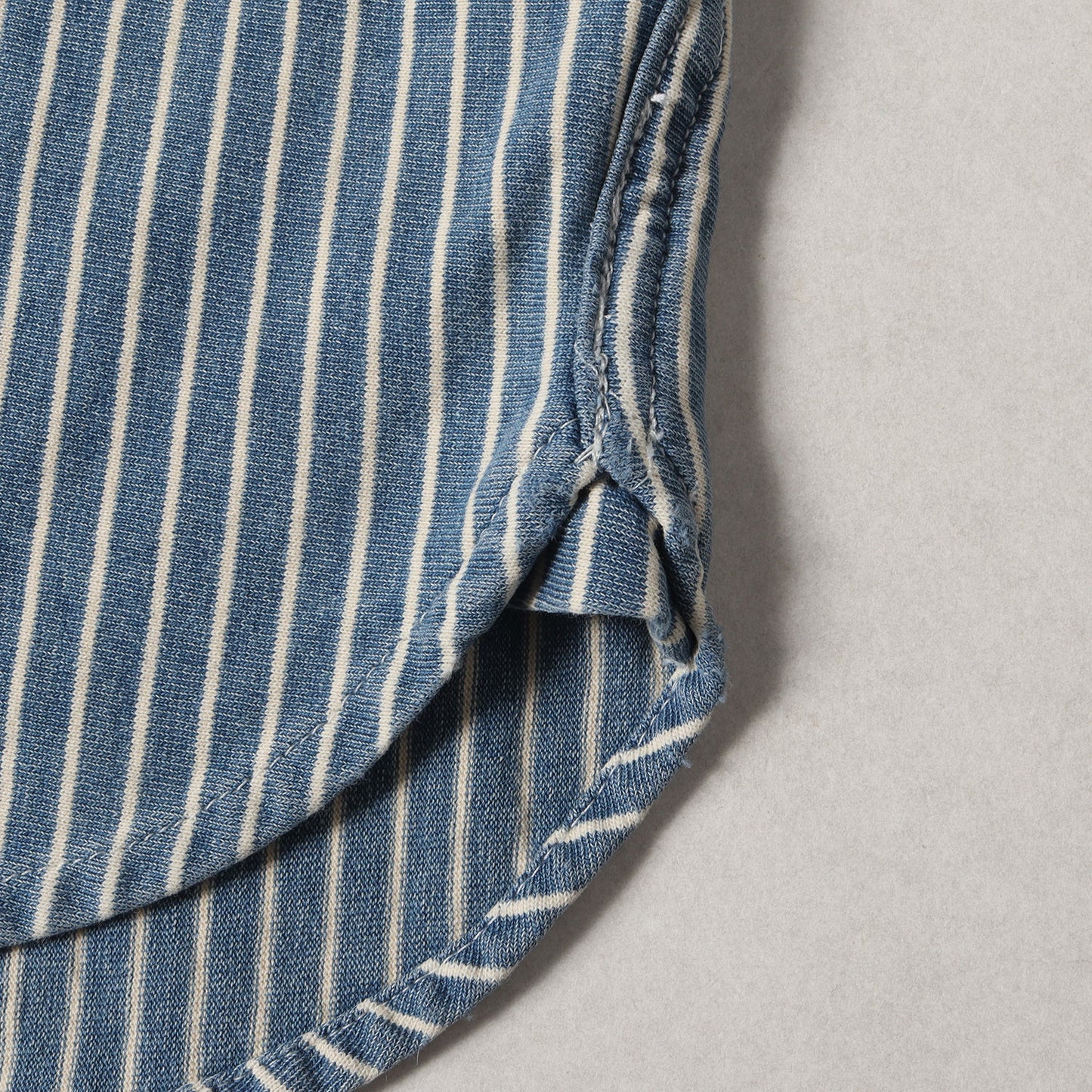 インディゴ ストライプ ワーク 半袖シャツ