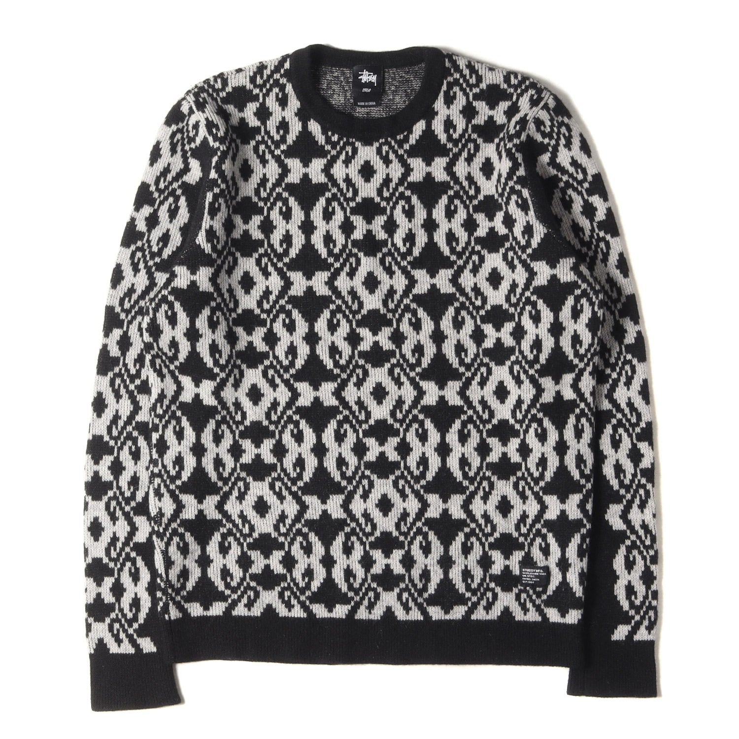 STUSSY (ステューシー) ジャガード 総柄 ウールニット セーター 
