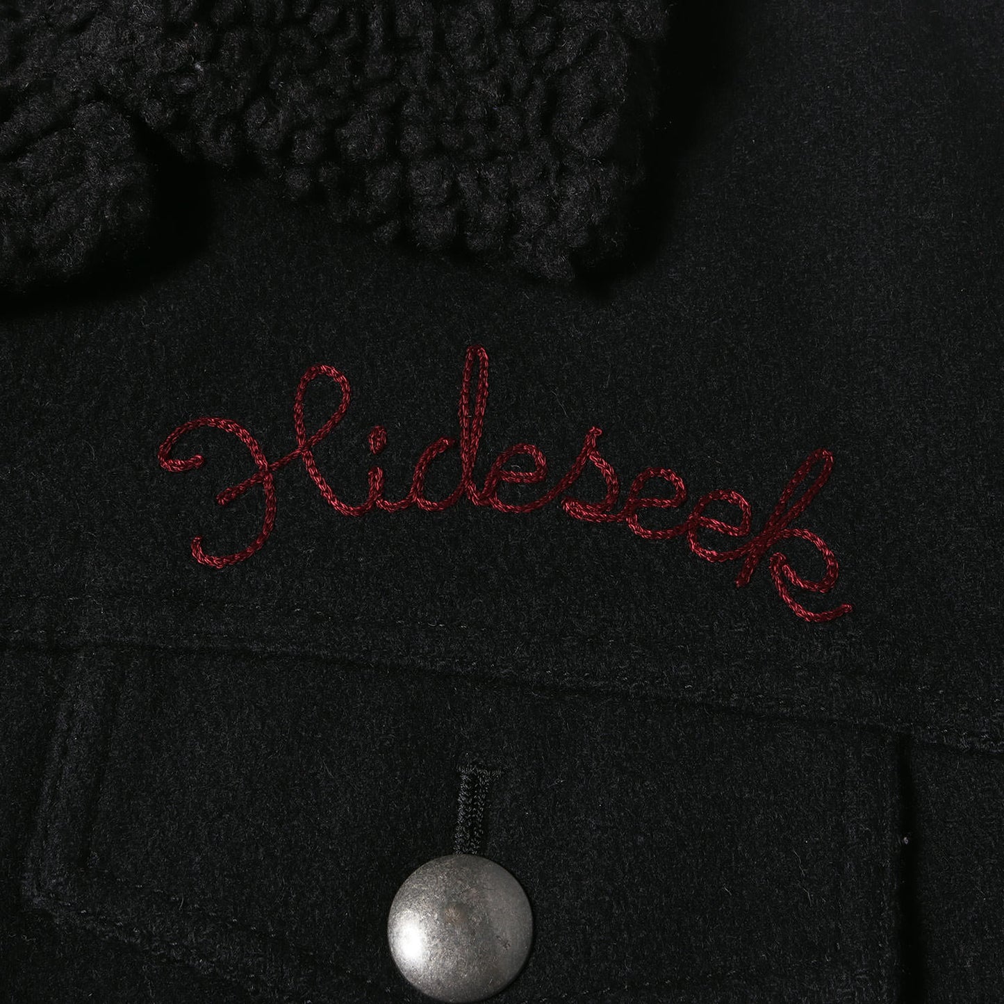 チェーン刺繍ロゴ メルトンウール 裏ボア ジャケット