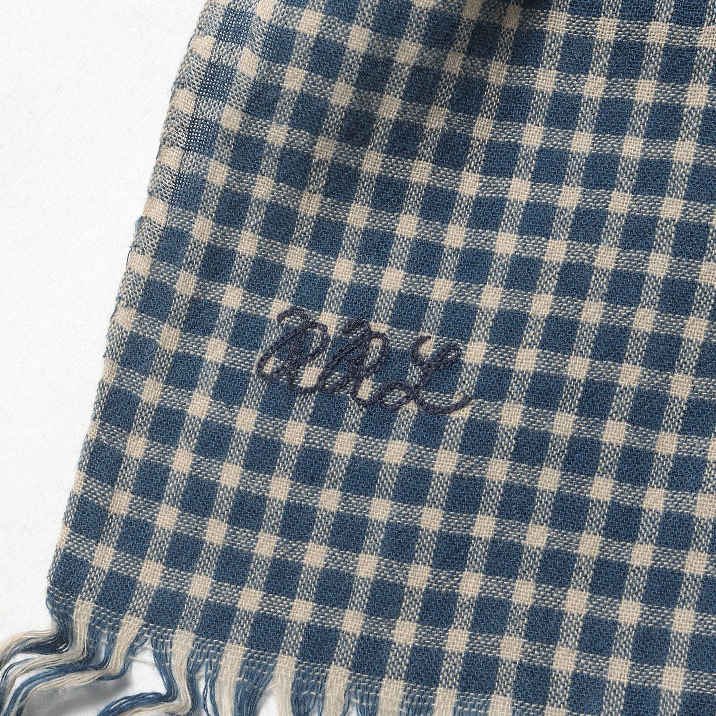 インディゴ チェック ガーゼ ストール