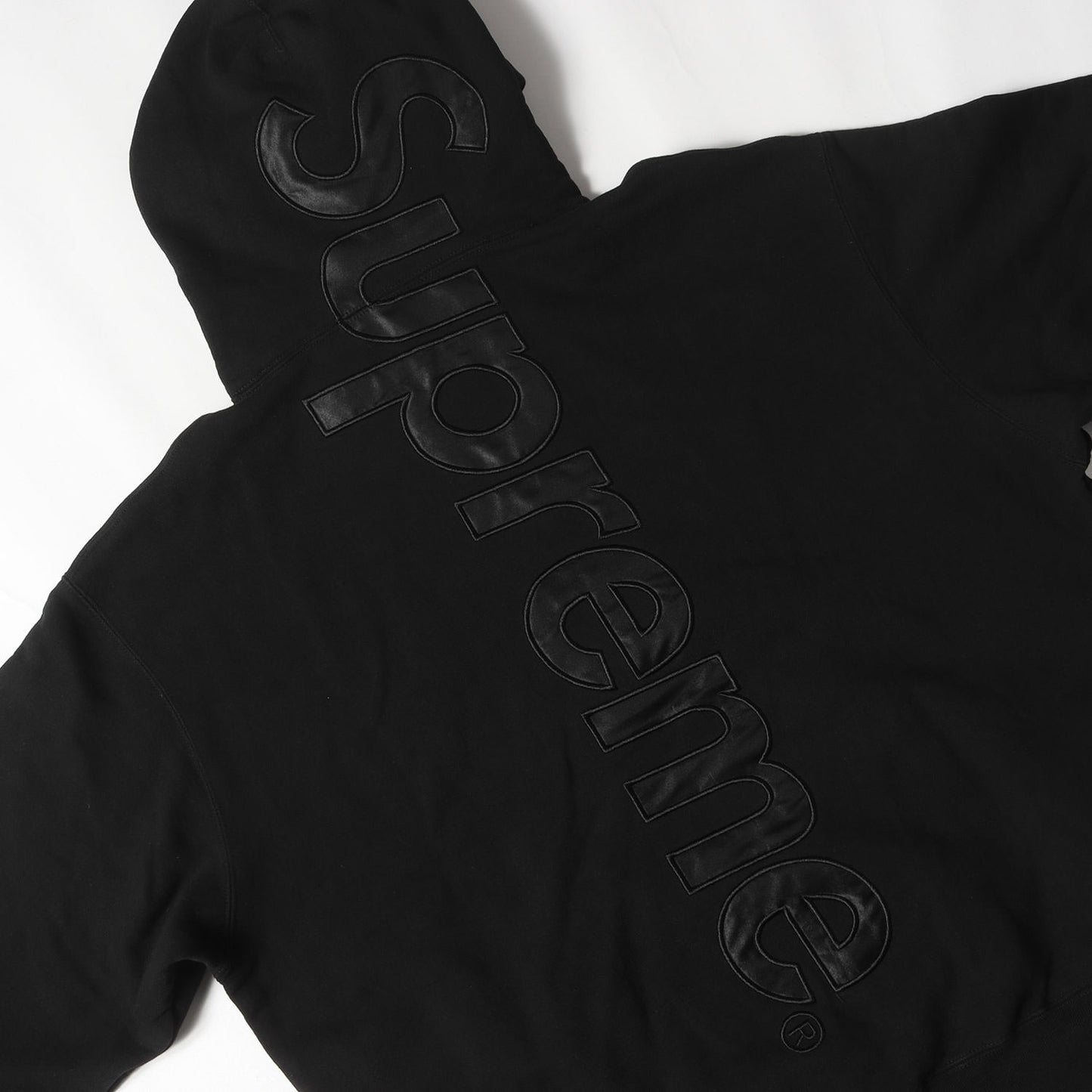 23AW サテン アップリケロゴ スウェット パーカー(Satin Applique Hooded Sweatshirt)