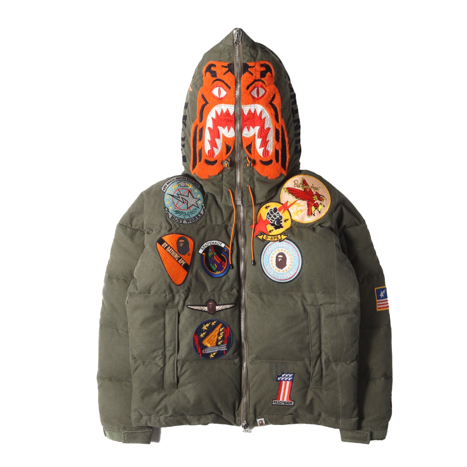 READYMADE (レディメイド) ×A BATHING APE 25周年記念 USヴィンテージ テントクロス タイガー  ダウンジャケット(TIGER DOWN JACKET) - ブランド古着の通販・買取 | BEEGLE by Boo-Bee