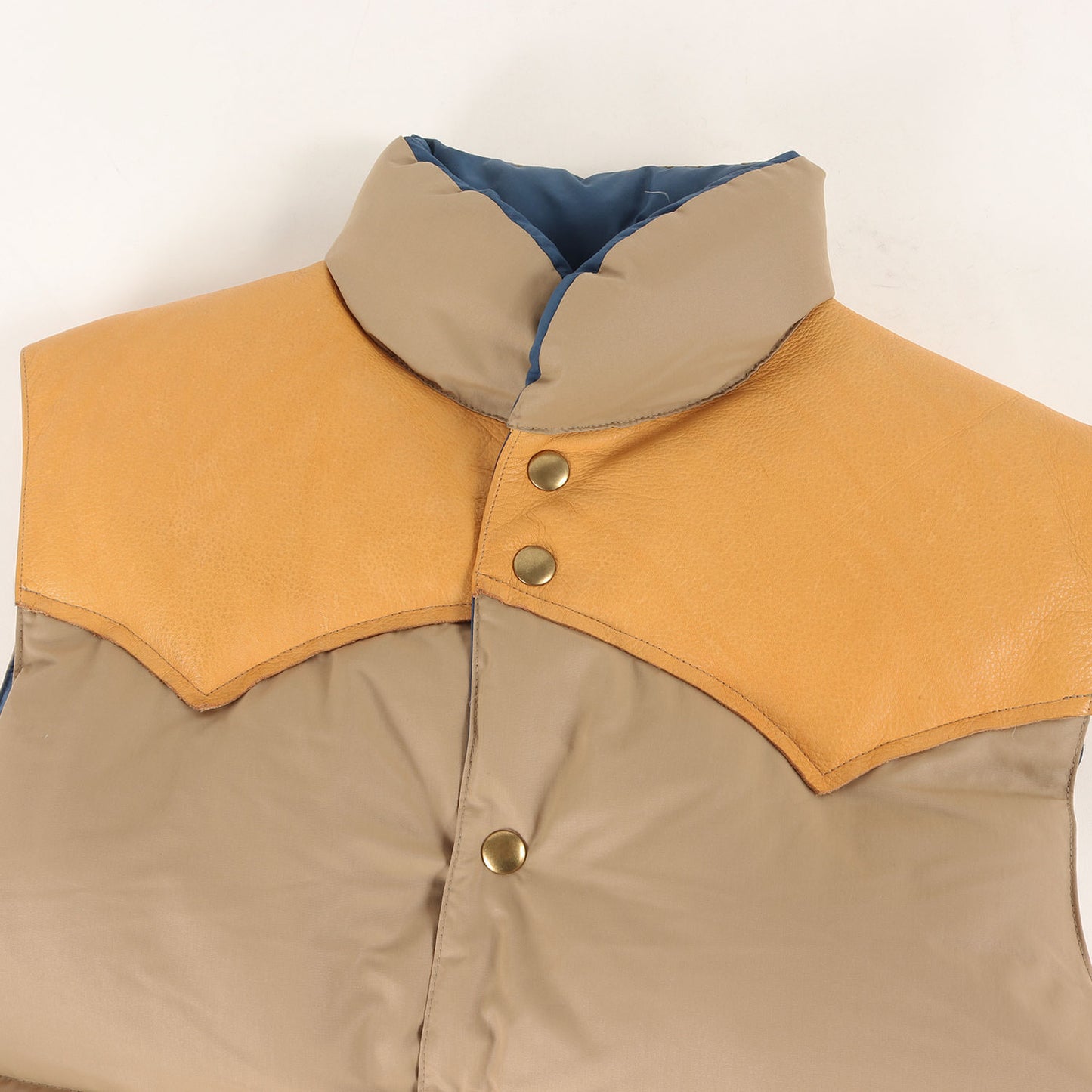 ×Rocky Mountain Featherbed レザーヨーク デニム ダウンベスト