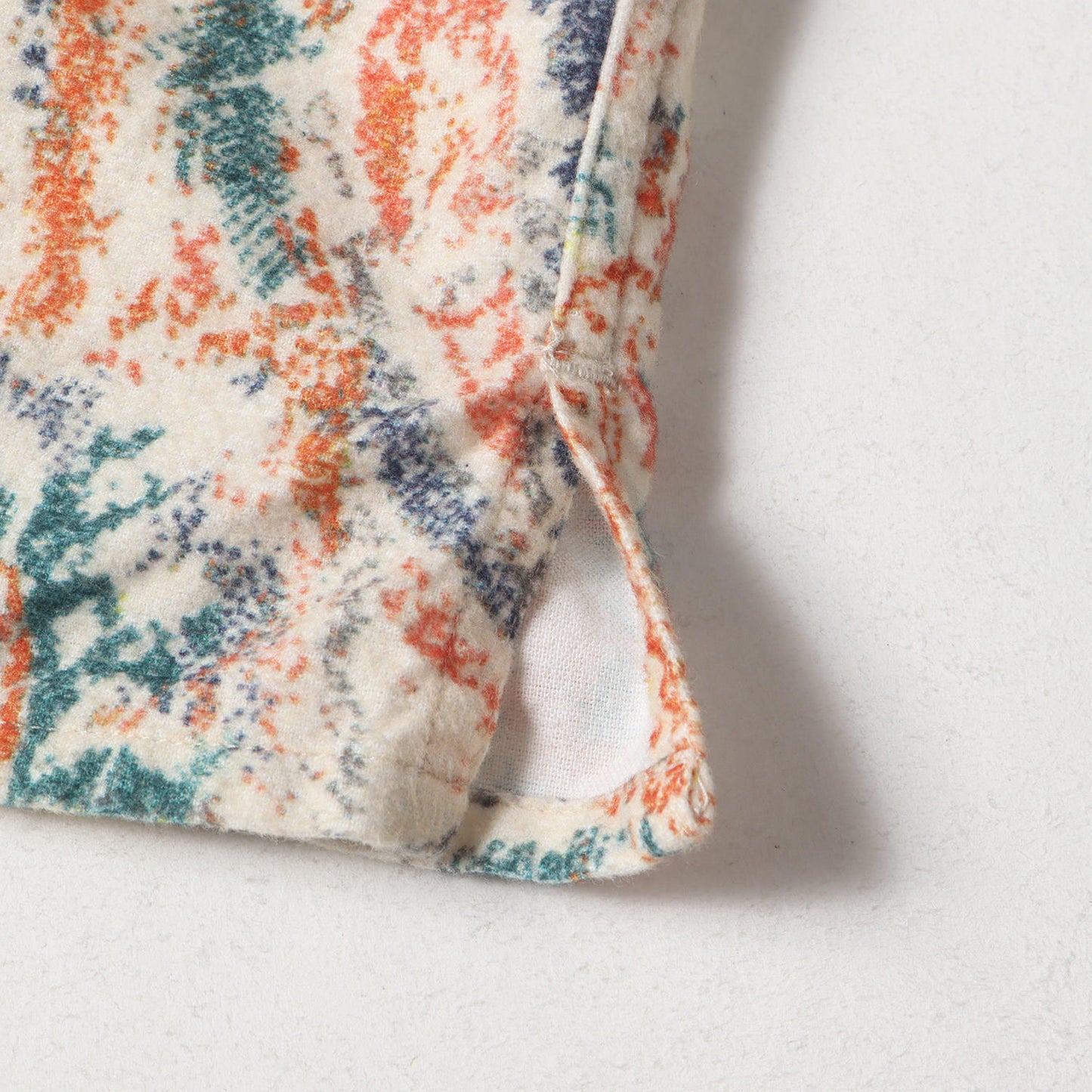 リーフ総柄 オープンカラー フランネルシャツ