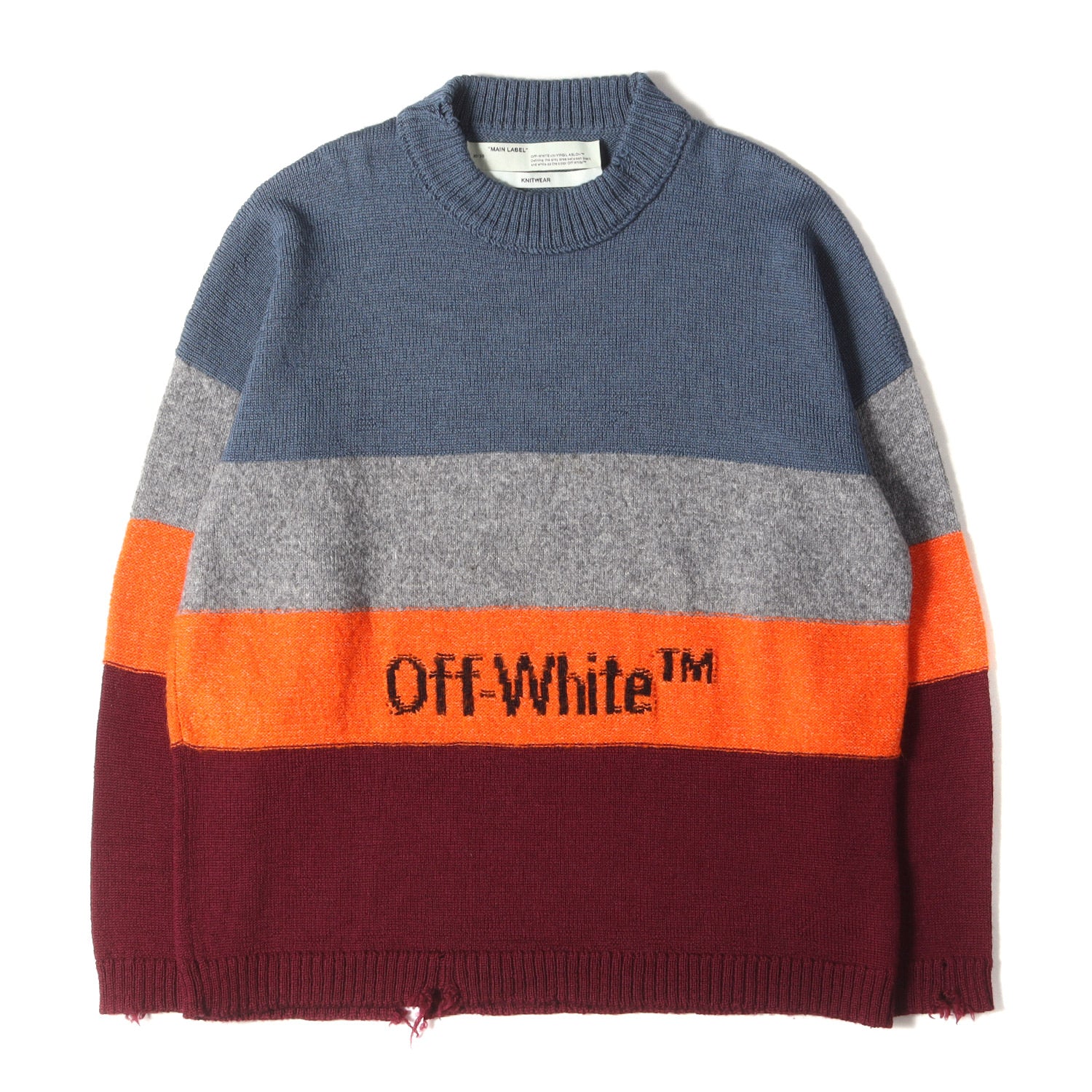 OFF-WHITE (オフホワイト) ダメージ加工 カラーブロック オーバーサイズ ニット セーター – ブランド古着の通販・買取 | BEEGLE  by Boo-Bee