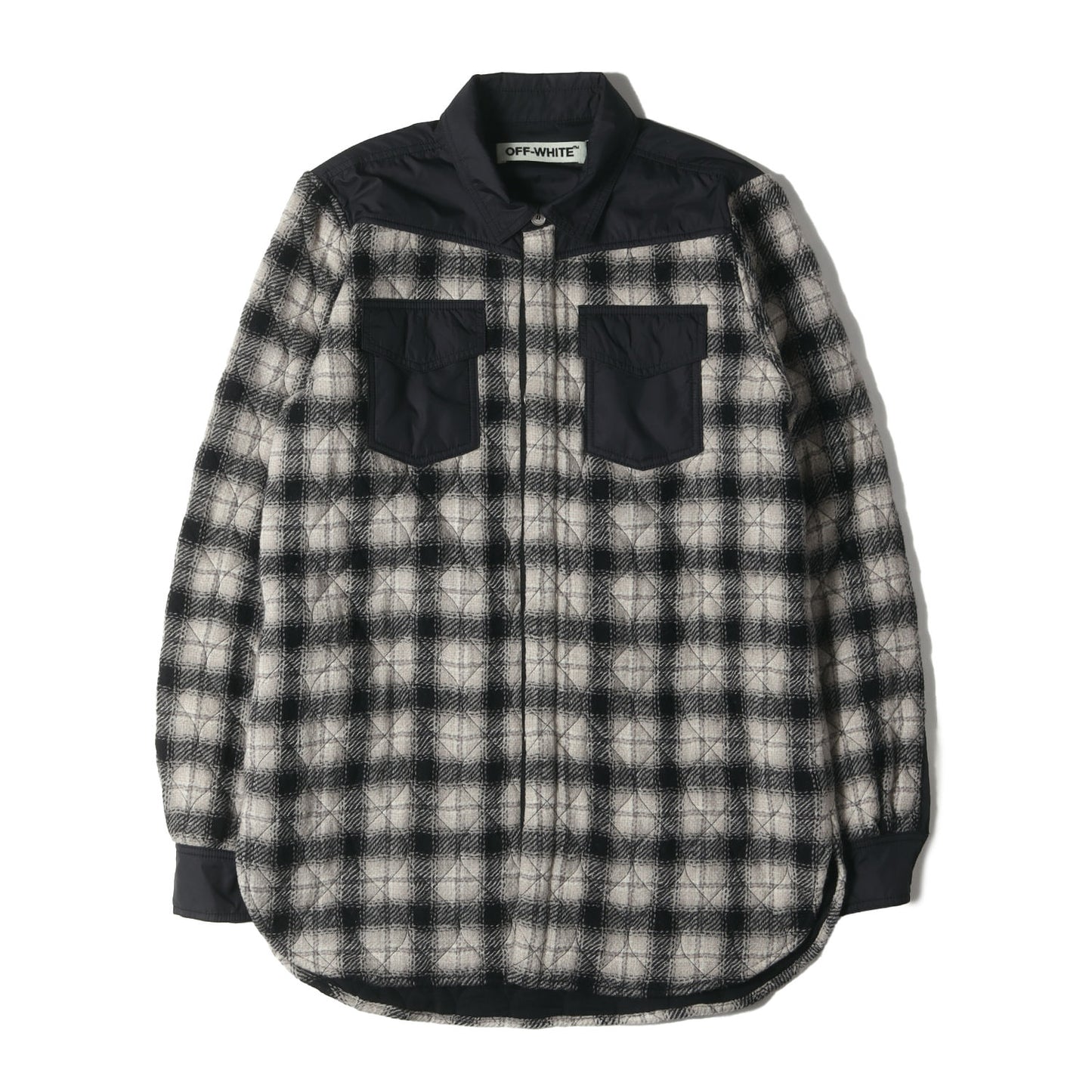 チェック ウール キルティング シャツジャケット