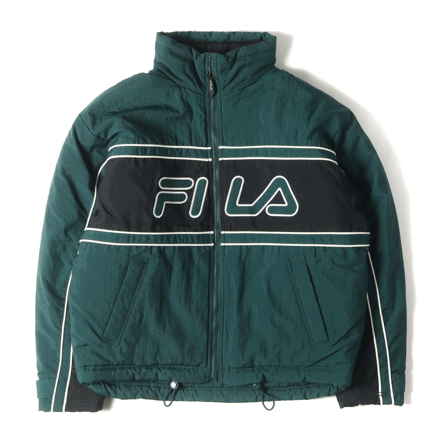 FILA (フィラ) 90s 裏地総柄 フード付き ナイロン 中綿 ジップ 