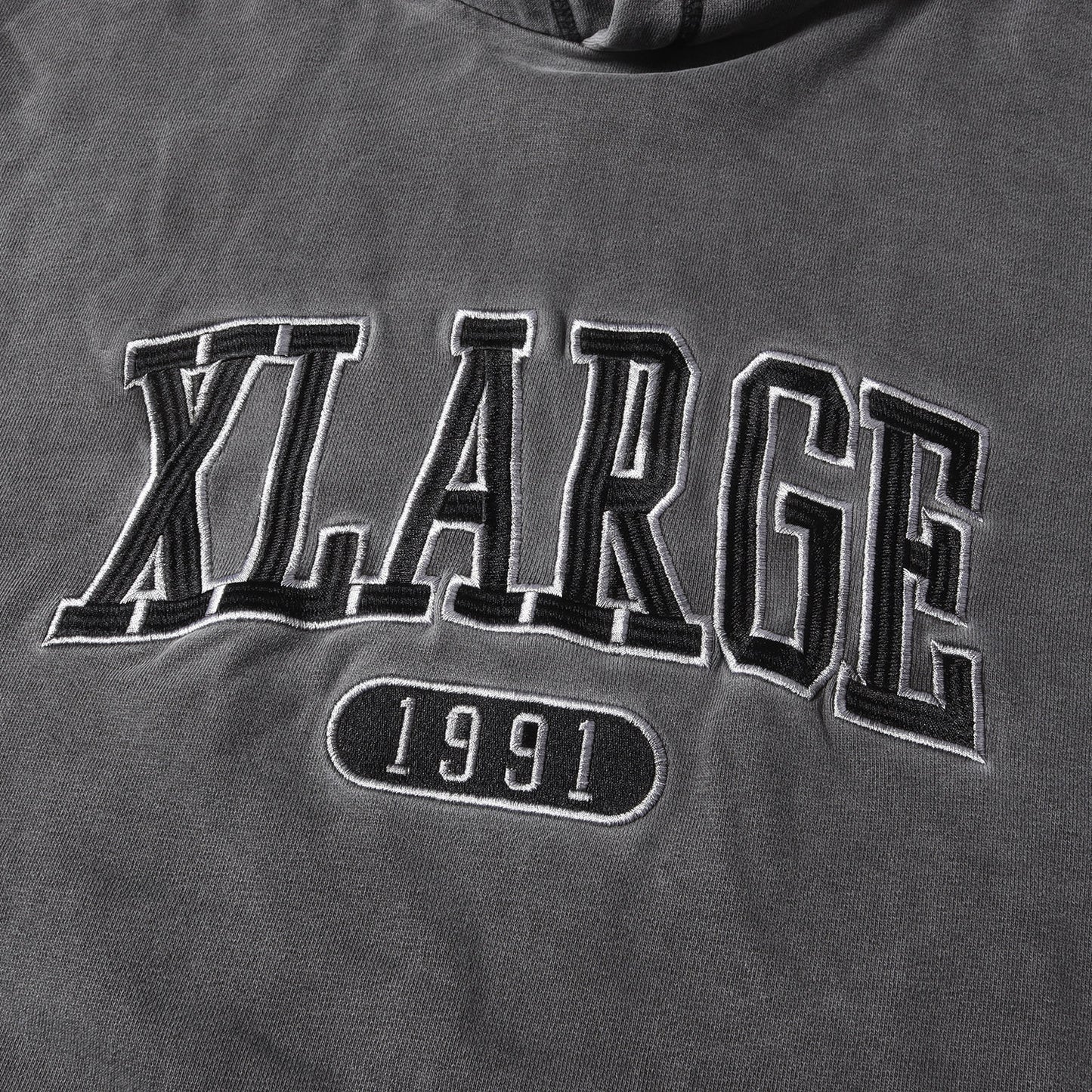 21SS ピグメントダイ加工 カレッジロゴ スウェット パーカー(PIGMENT PANELED PULLOVER HOODED SWEAT)