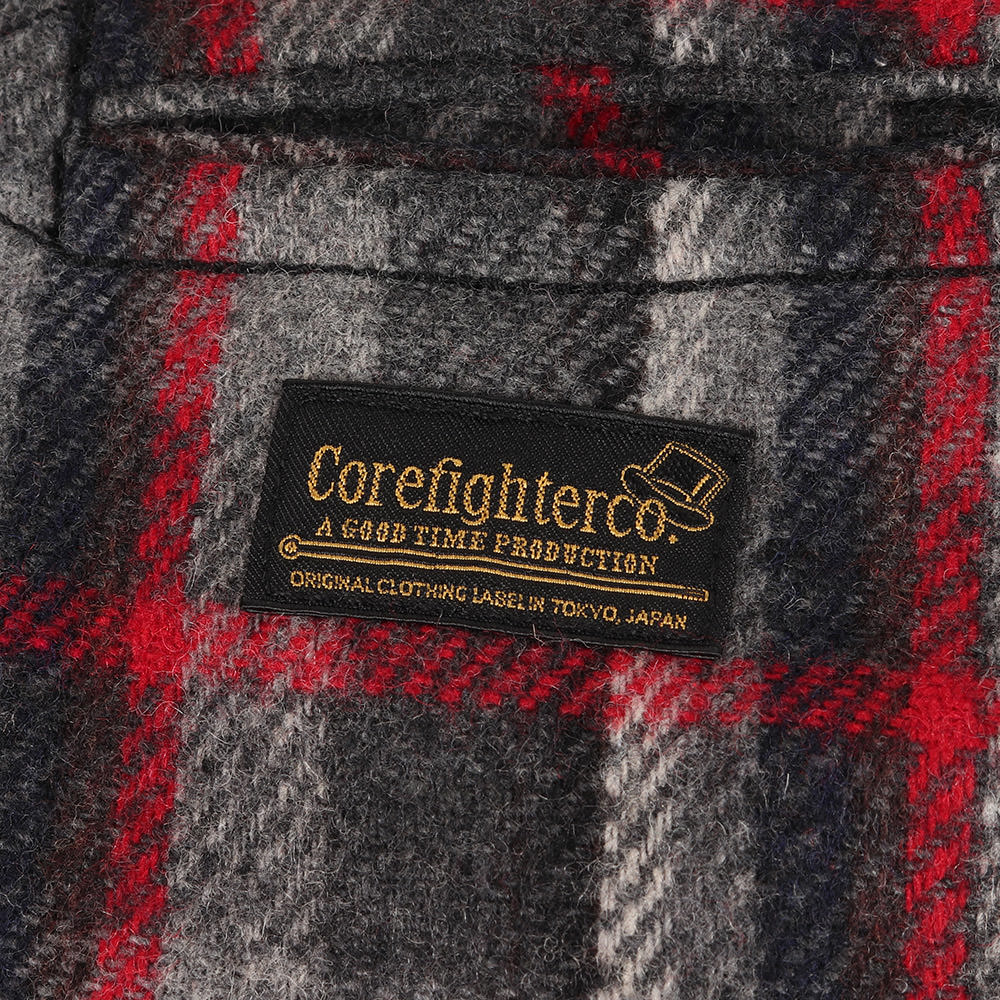 チェック ウール 中綿 ジップ ジャケット