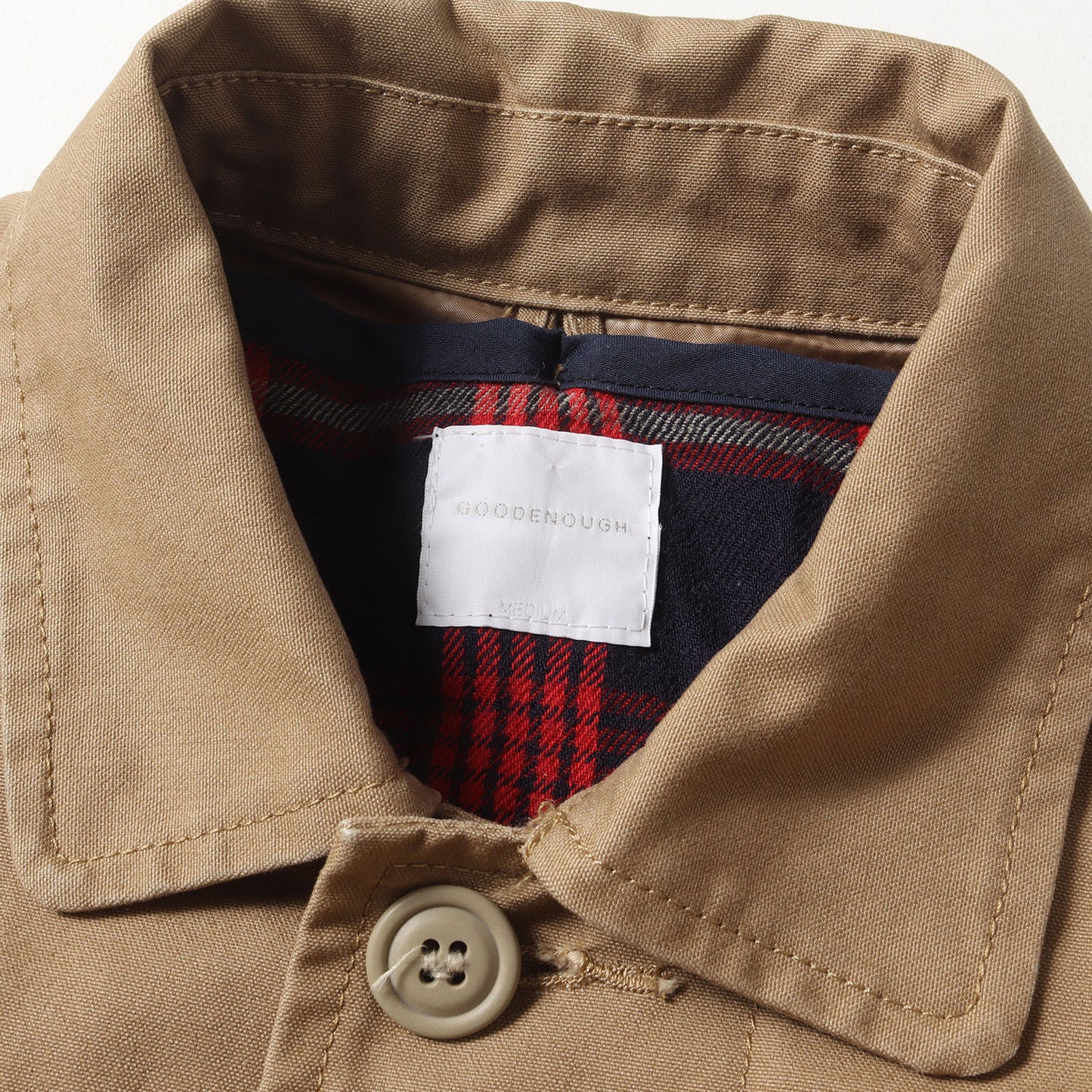 00s チェックライナー付き ショート丈 コットン ステンカラーコート