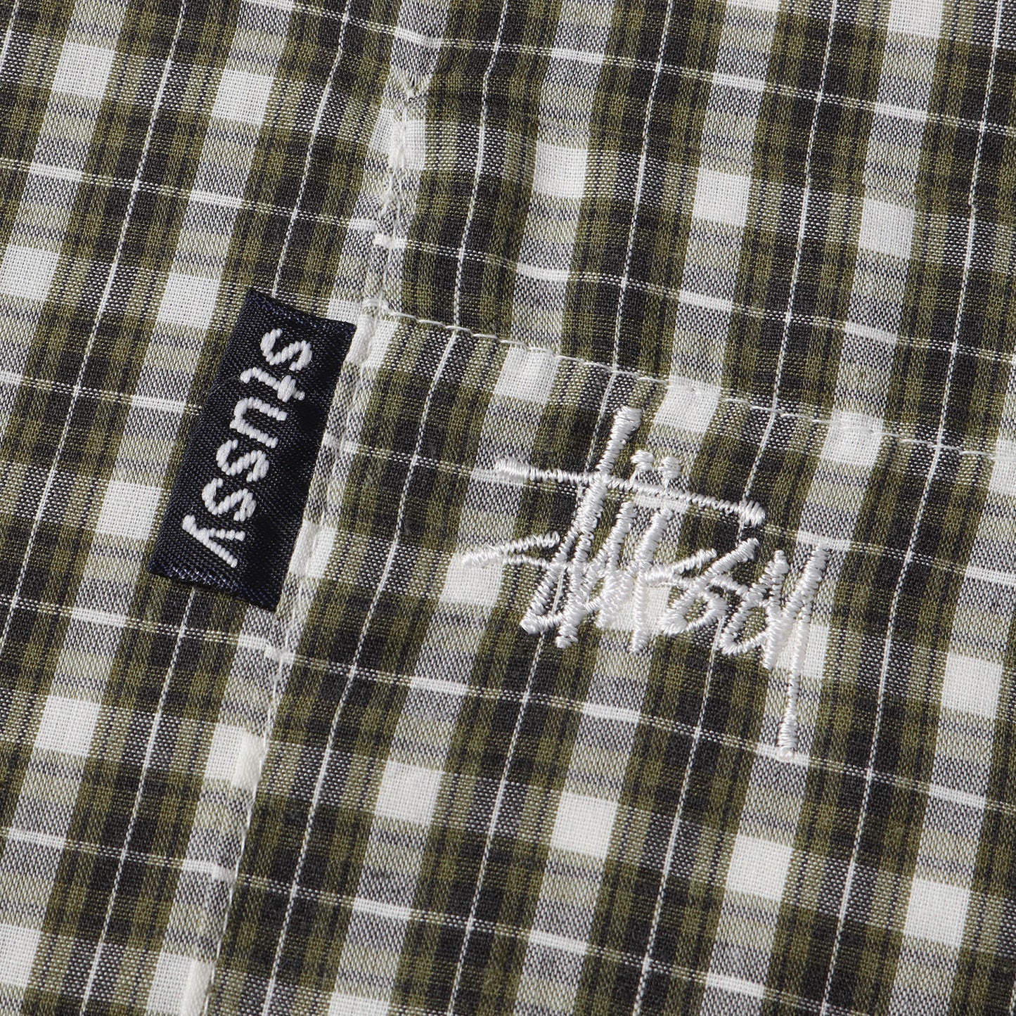 90s OLD STUSSY 紺タグ チェック ボタンダウン 半袖シャツ(USA製)