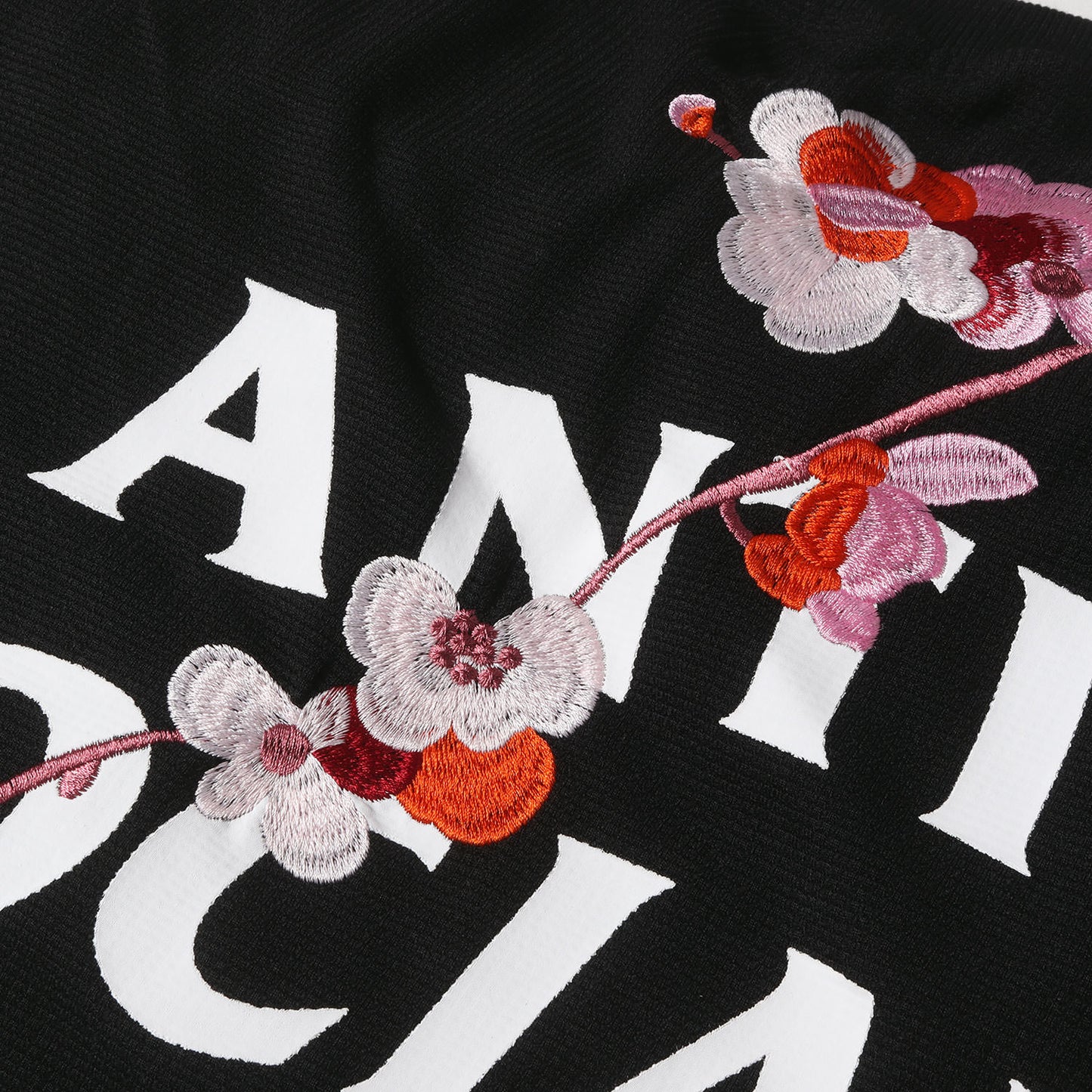 チェリーブロッサム&バタフライ刺繍 サーマル スウェット
