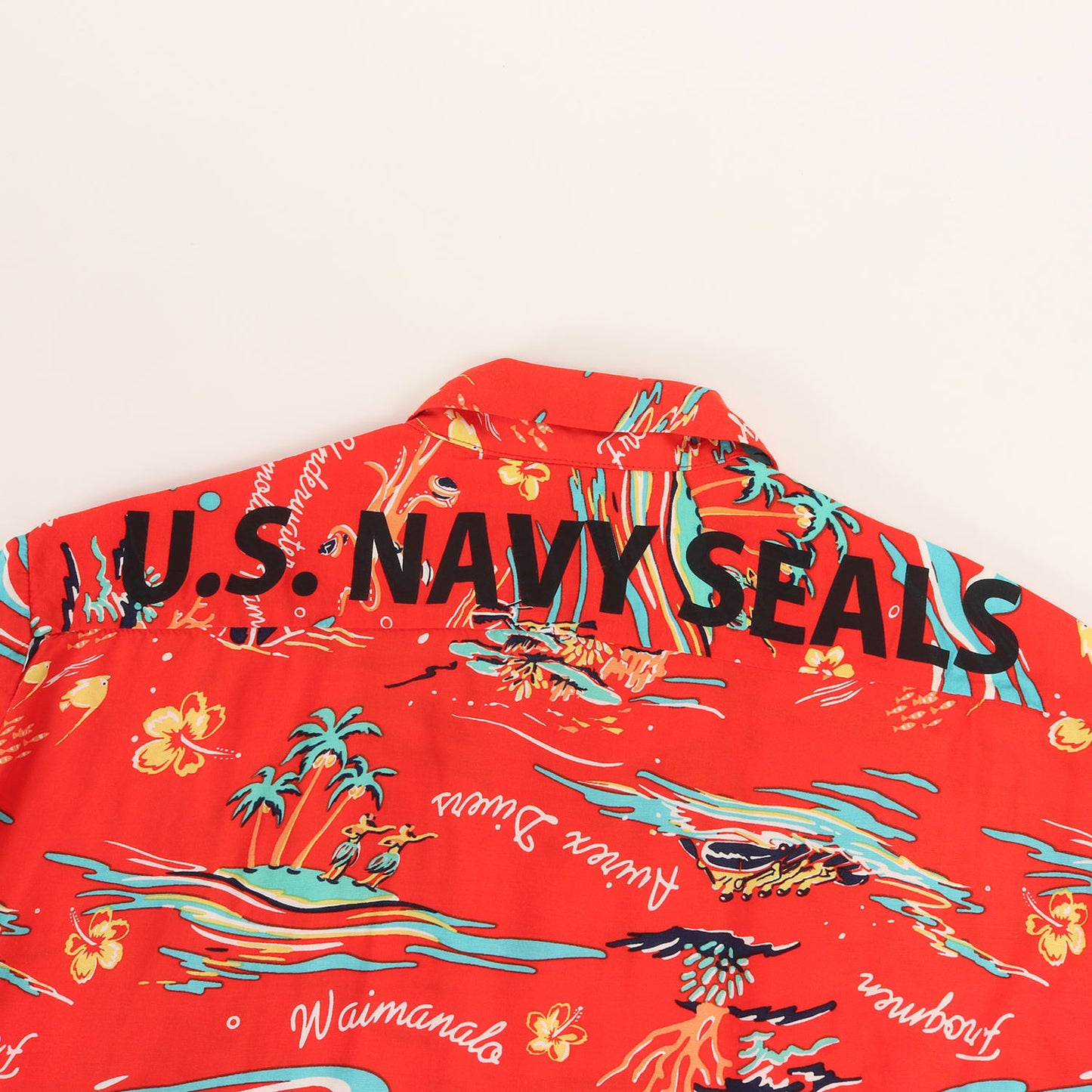 U.S. NAVY SEALS柄 レーヨン アロハシャツ