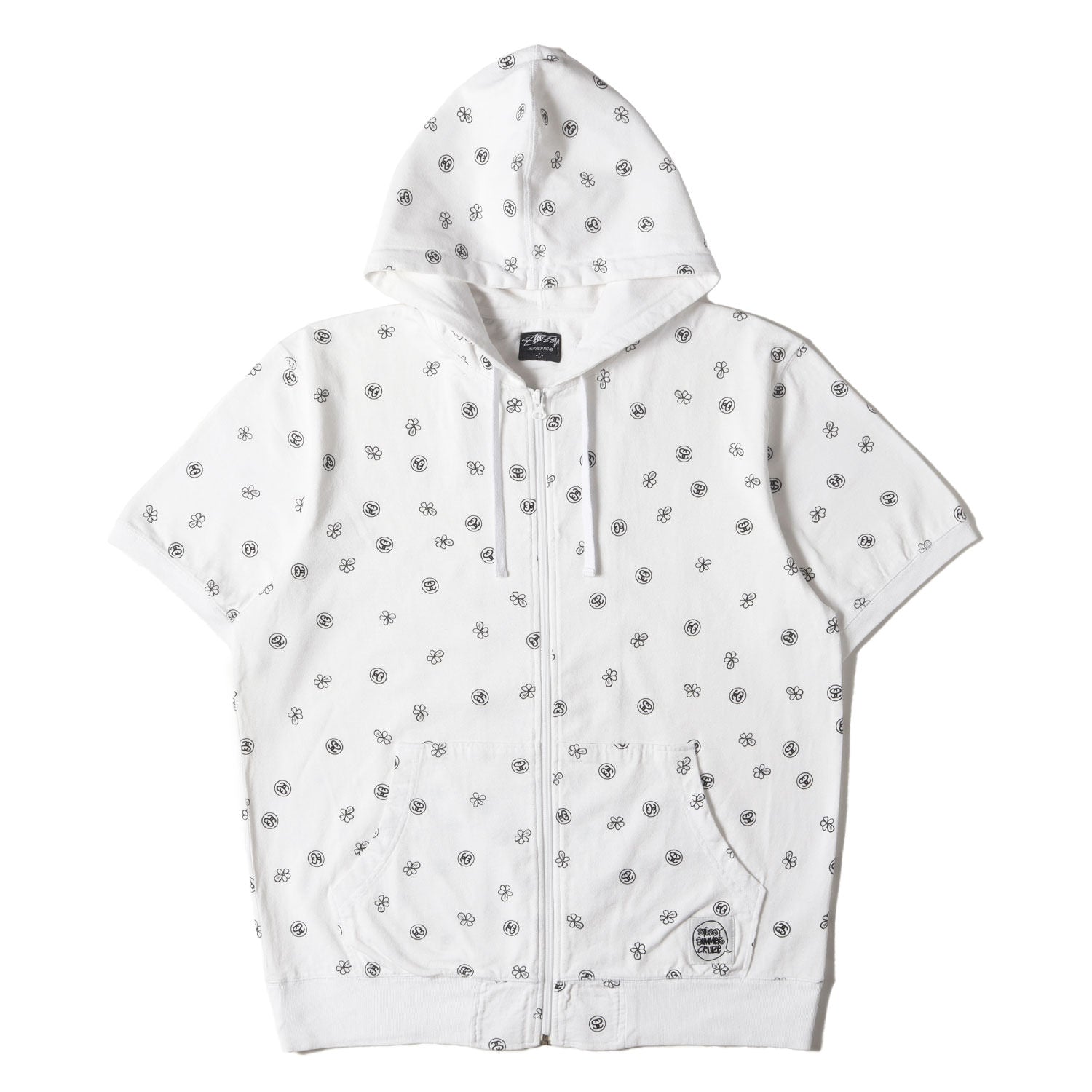 STUSSY (ステューシー) 00s フラワー&SSリンク モノグラム 半袖 ジップ 