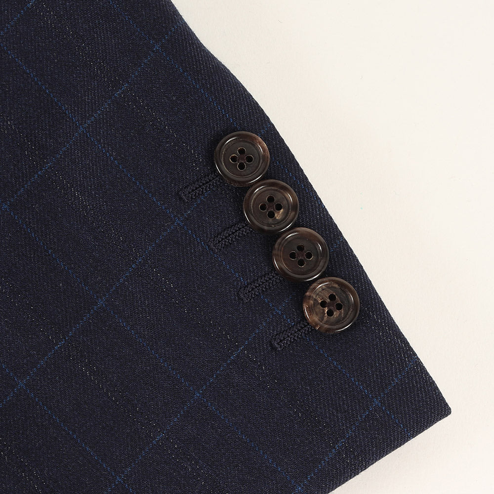 ピークドラペル ダブルブレスト チェック テーラードジャケット(イタリア製)