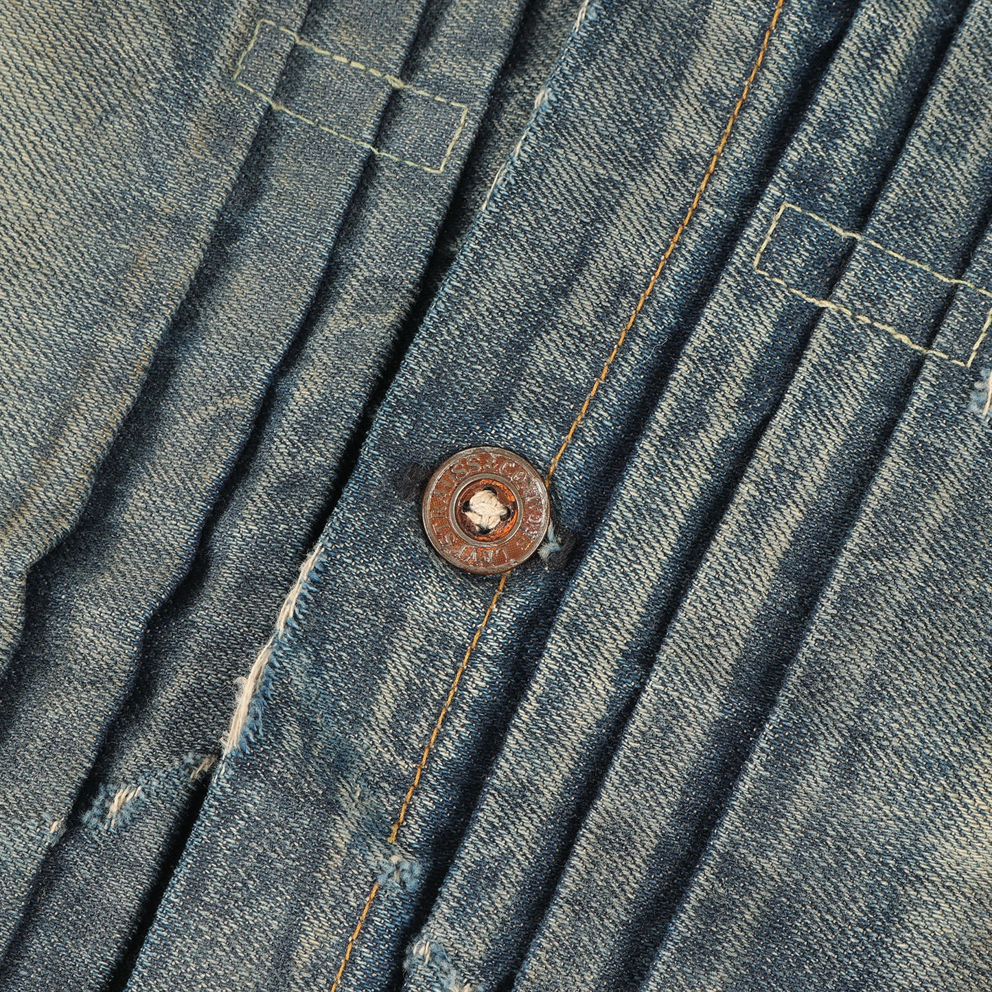 1880年復刻 ヴィンテージ加工 トリプルプリーツ デニムジャケット / ブラウス(1880's Triple Pleat Blouse / USA製)