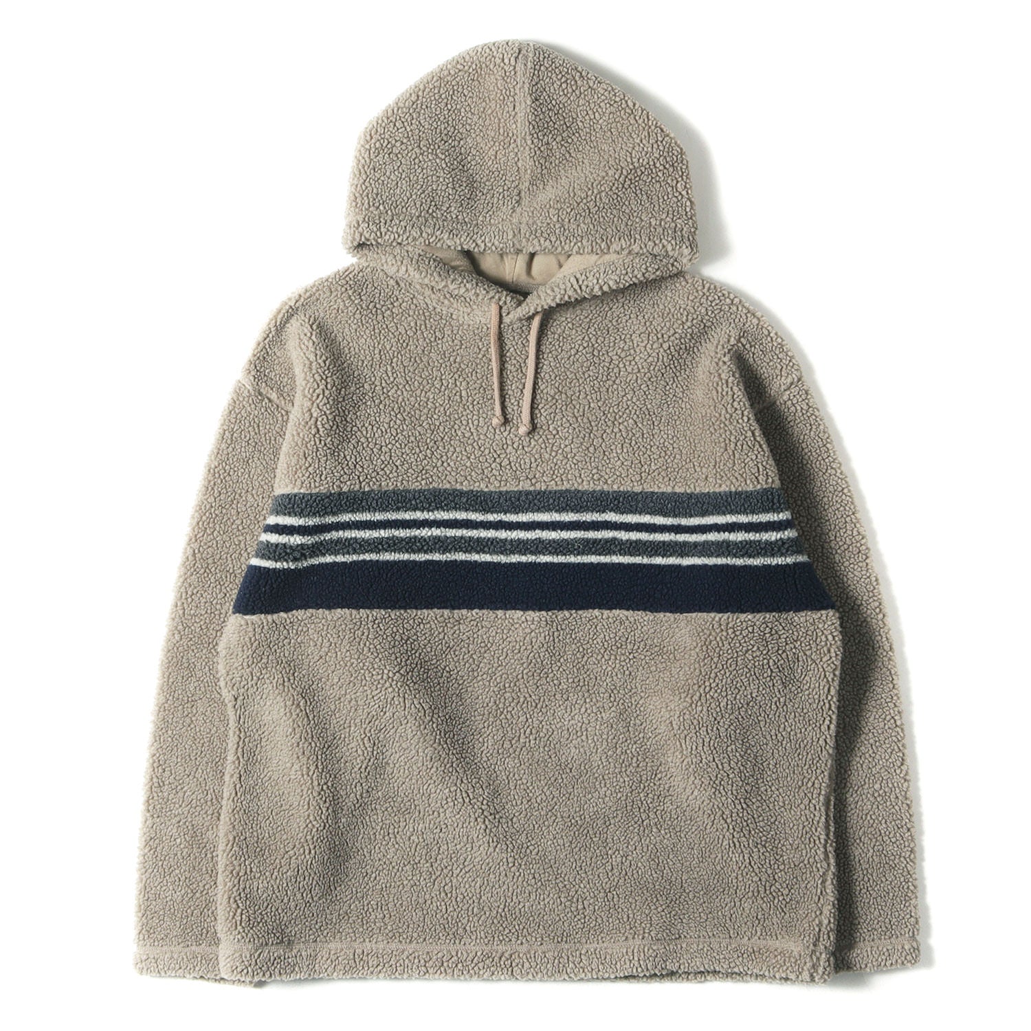 00s OLD GAP チェストボーダー フリースボア パーカー - ブランド古着