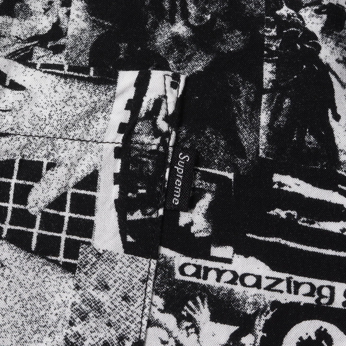 コラージュ総柄 オープンカラー レーヨン 半袖シャツ(Vibrations Rayon Shirt)