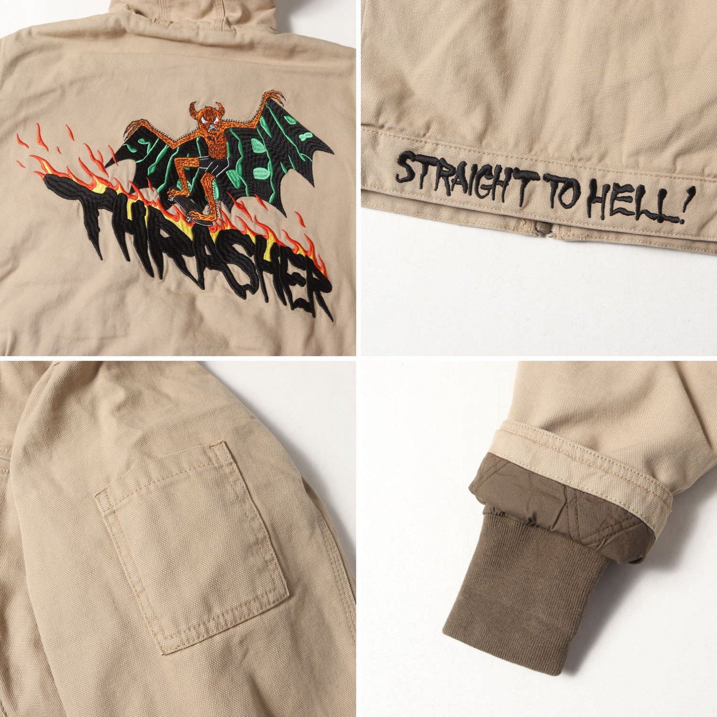 24AW ×THRASHER ×NECK FACE グラフィック刺繍 キャンバス ワークジャケット(Hooded Work Jacket)