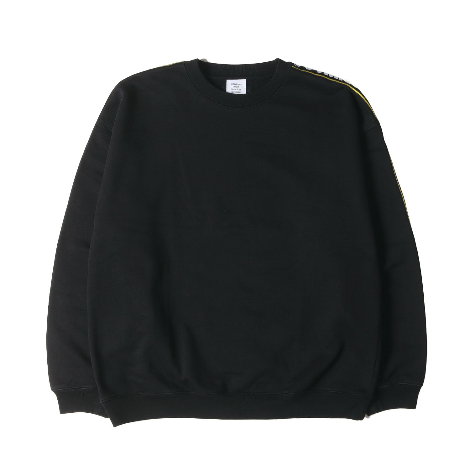 VETEMENTS ヴェトモン スウェット サイズ:S 20AW ロゴテープ デザイン オーバーサイズ スウェットシャツ (Logo Tape Sweatshirt) ブラック 黒 トップス トレーナー【メンズ】【中古】【K4281】 20AW ロゴテープ デザイン オーバーサイズ スウェットシャツ(Logo Tape