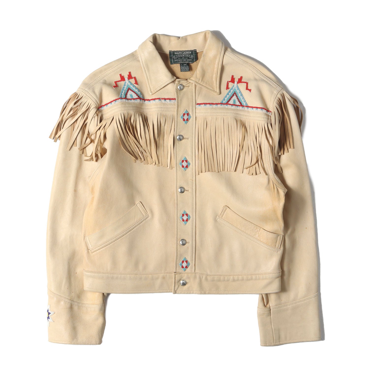シーメールジャパン ちゅりん RALPH LAUREN COUNTRY (ラルフローレンカントリー) 90s ネイティブ ビーズ フリンジ ディアスキンレザー ジャケット(USA製) - ブランド古着の通販・買取 | BEEGLE by Boo-Bee