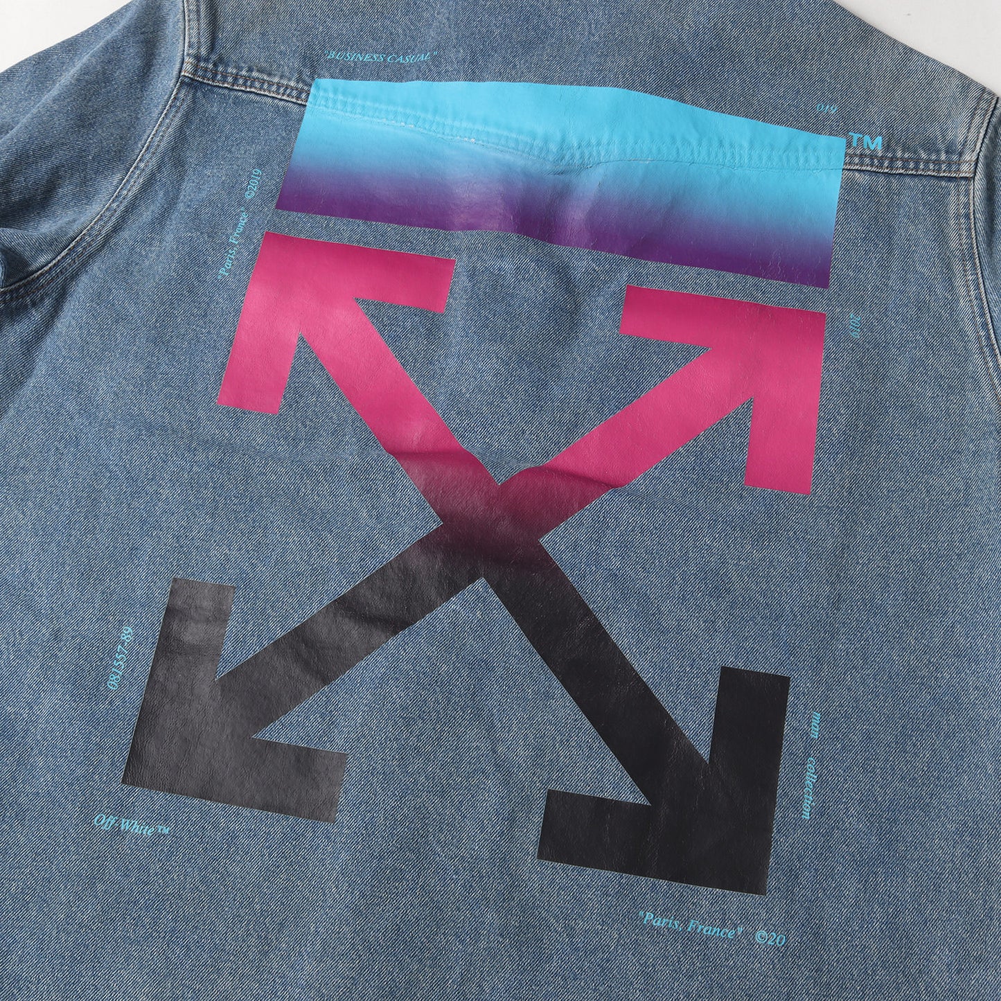 ダメージ加工 グラデーションアロー デニムシャツ(GRADIENT ARROW VINTAGE DENIM SHIRT)