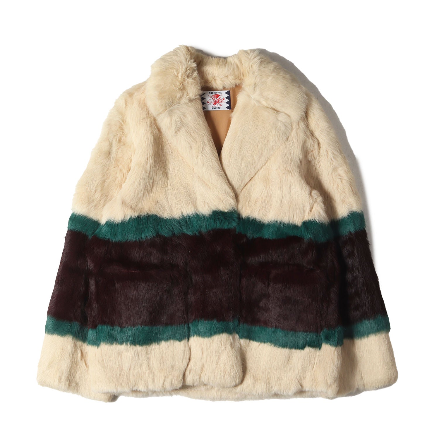 SON OF THE CHEESE (サノバチーズ) パネルボーダー ラビットファー ジャケット(Peacock Fur) -  ブランド古着の通販・買取 | BEEGLE by Boo-Bee