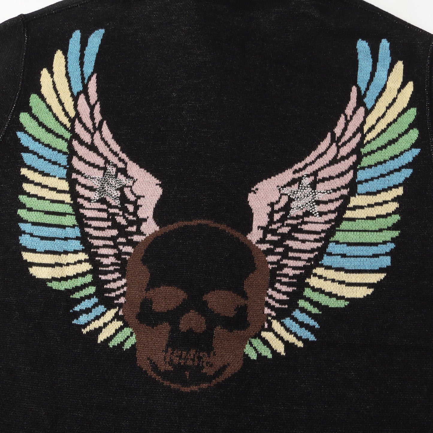 スカルウイング コットン/カシミヤ ニット ジップ パーカー