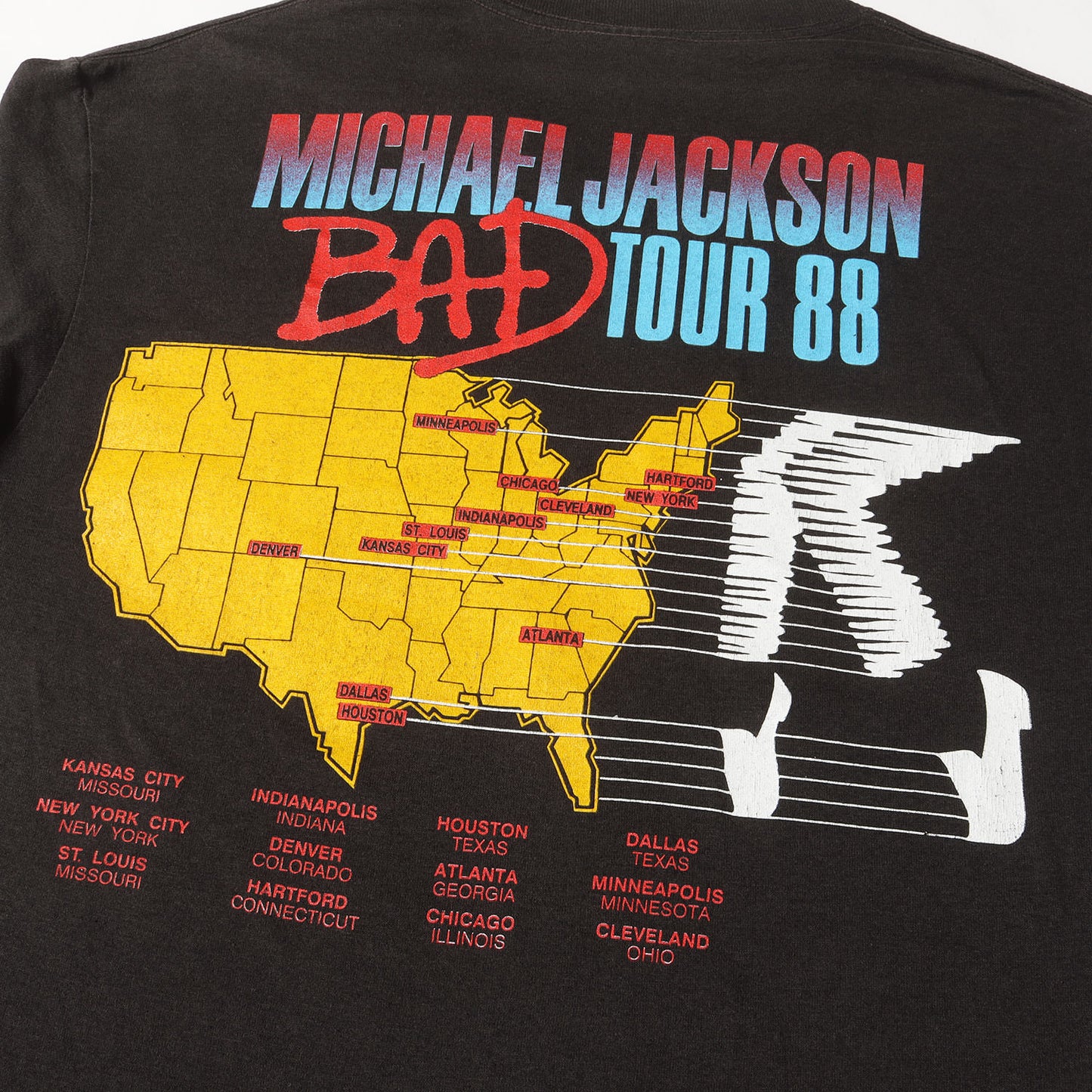 80s Michael Jackson BAD TOUR 88 Tシャツ(Spring Fordボディ / USA製)