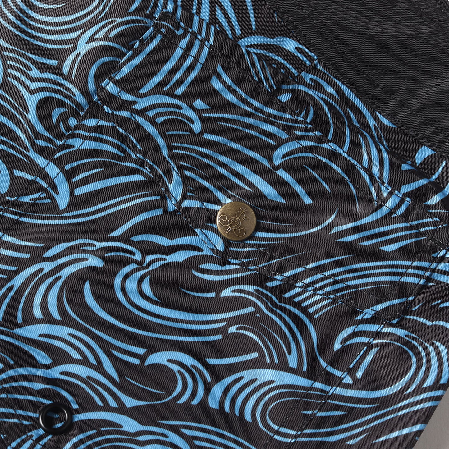 24SS ウェーブ柄 ボードショーツ(BLACK WAVE BOARD SHORTS)