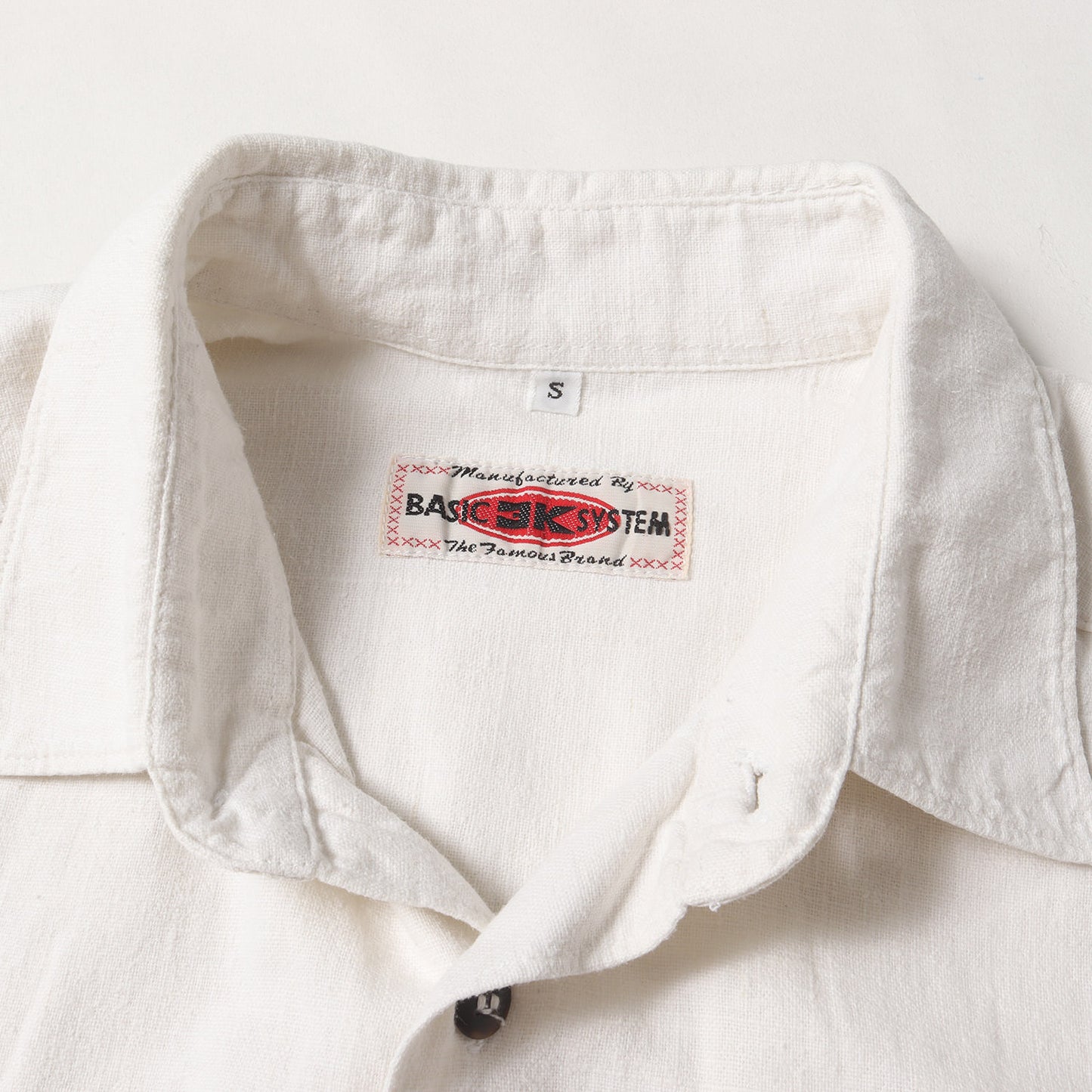 90s BASIC 3K SYSTEM リネン/コットン ボタン シャツ
