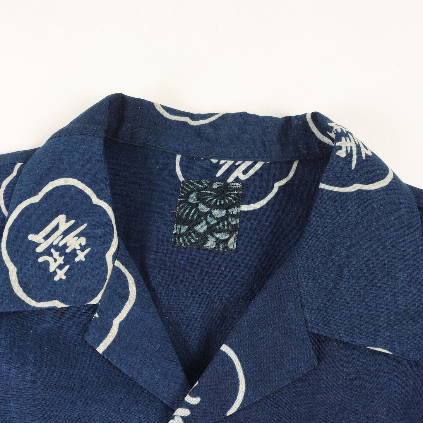 24SS I.C.T 天然染色加工 インディゴ 和柄 オープンカラー 半袖シャツ(COPA SHIRT S/S N.D.)
