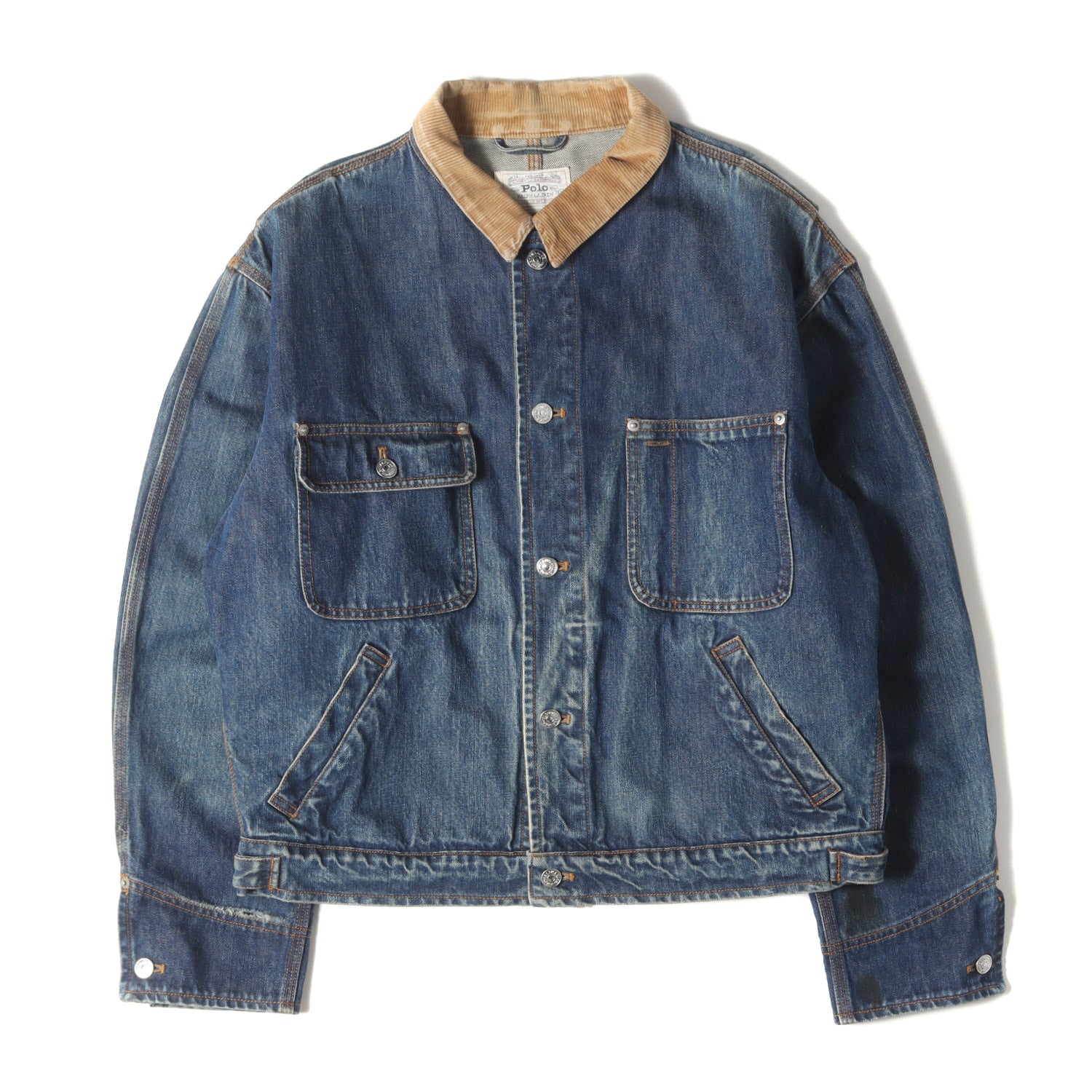 90s 白タグ 襟コーデュロイ デニムジャケット - ブランド古着の通販