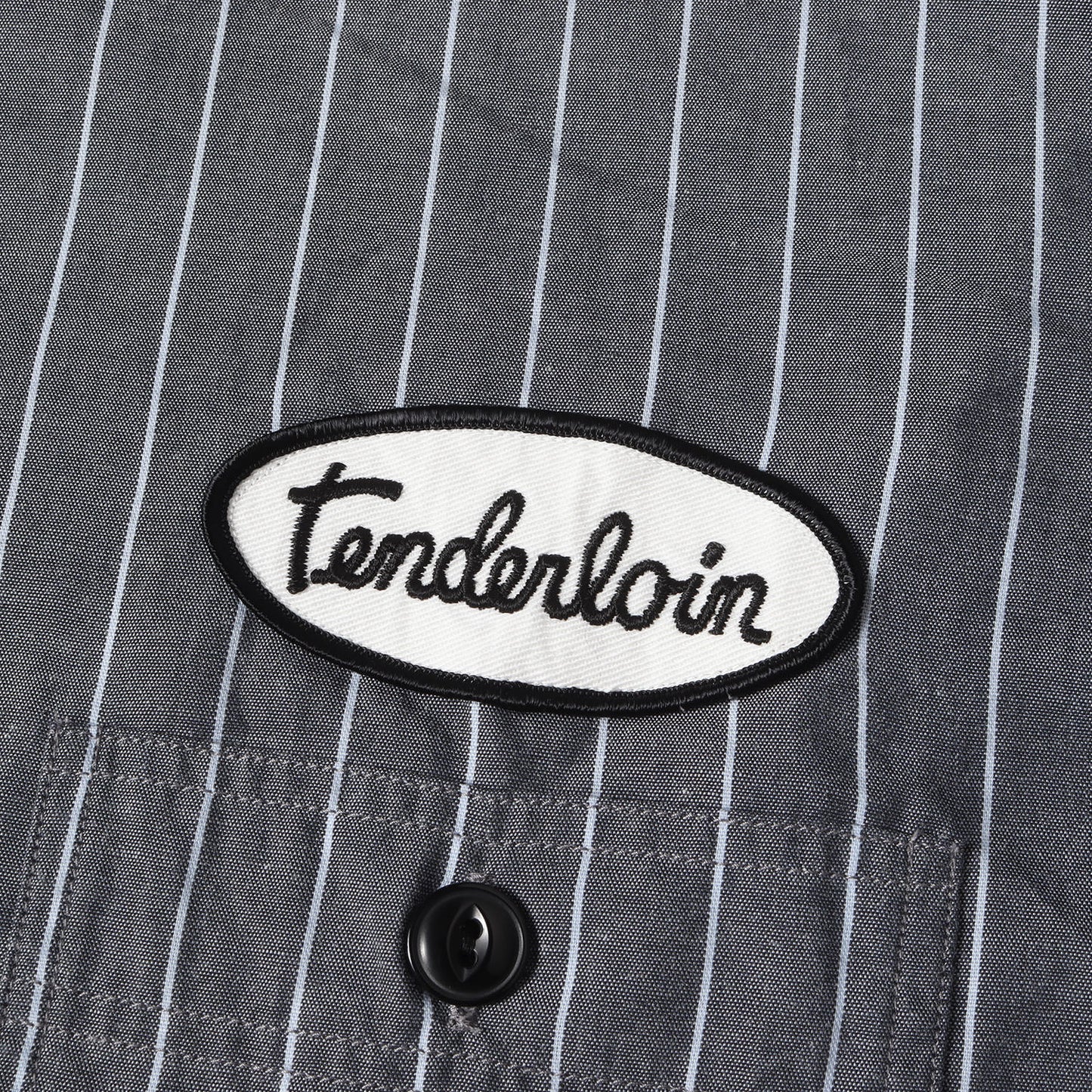 00s ワッペン付き ストライプ ワーク 半袖シャツ