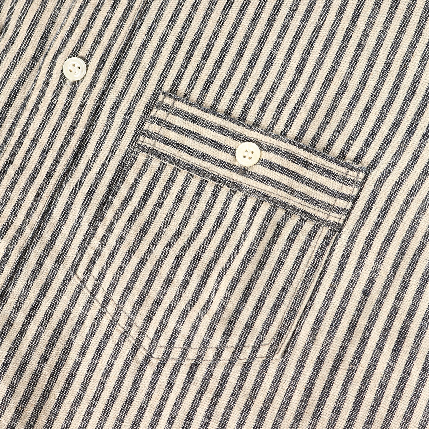 コットン/リネン ヒッコリーストライプ ワークシャツ