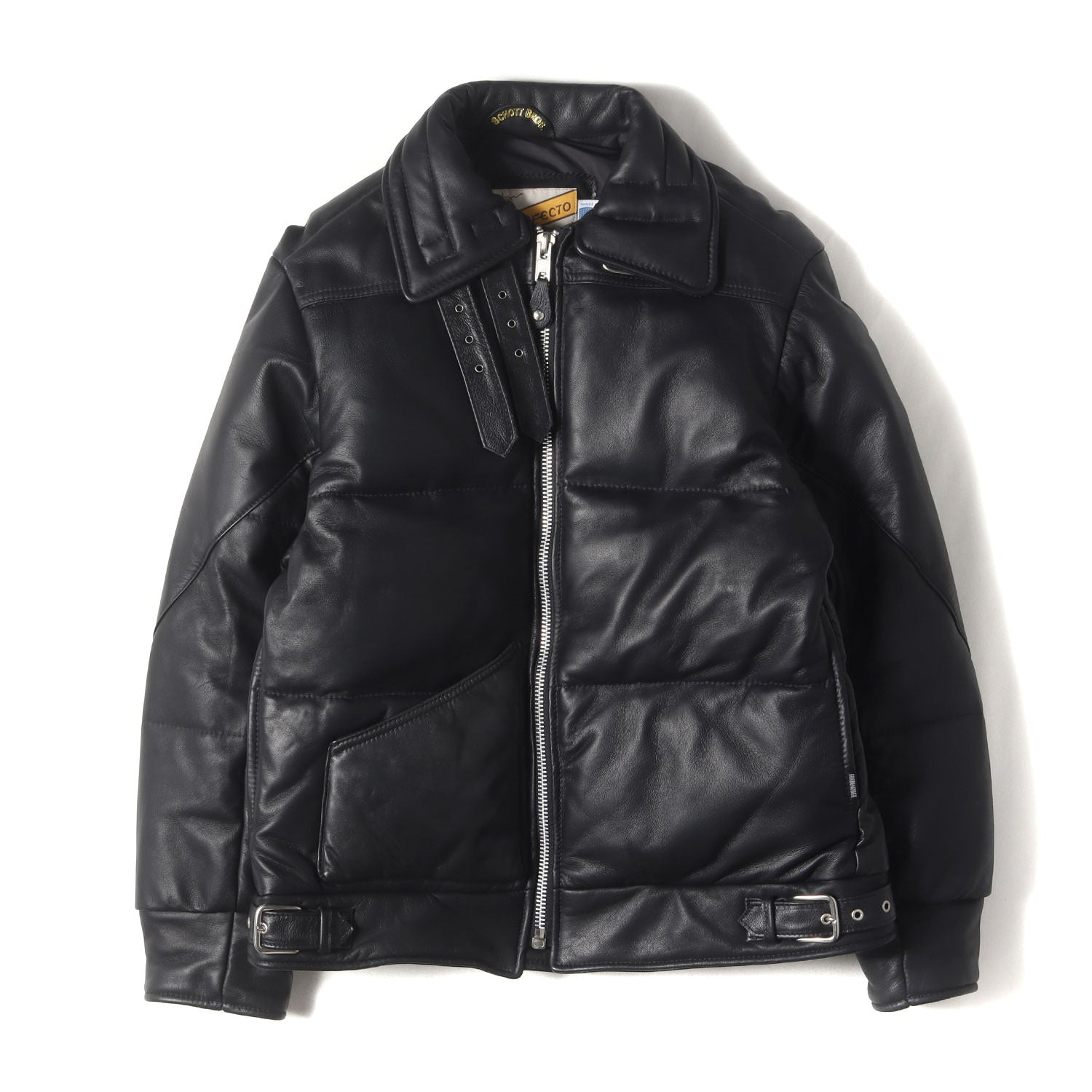 00s ×Schott B-3 ラムスキンレザー ダウンジャケット - ブランド古着の 