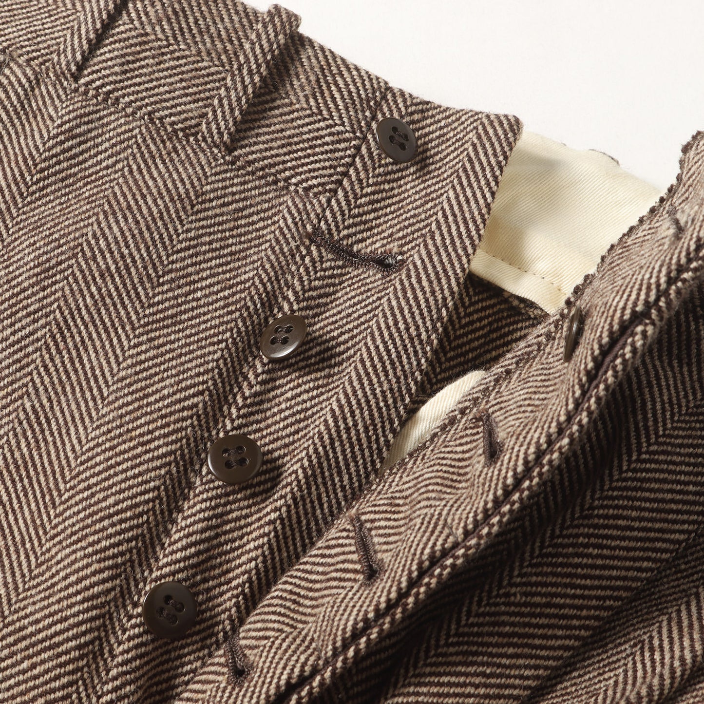 2タック ヘリンボーン ツイード ウール トラウザーズパンツ