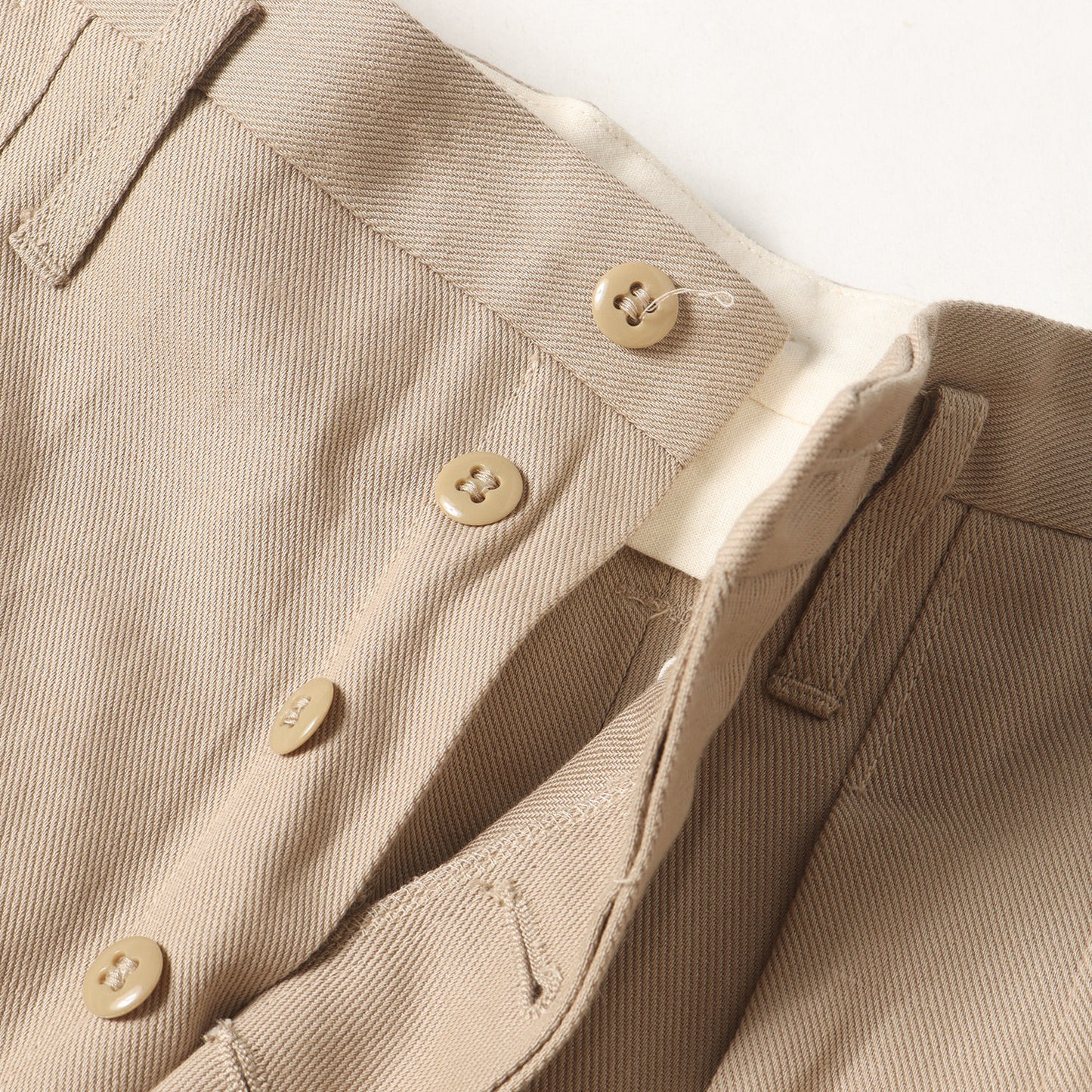 2タック コットン/リネン ツイル ワーク トラウザーズパンツ