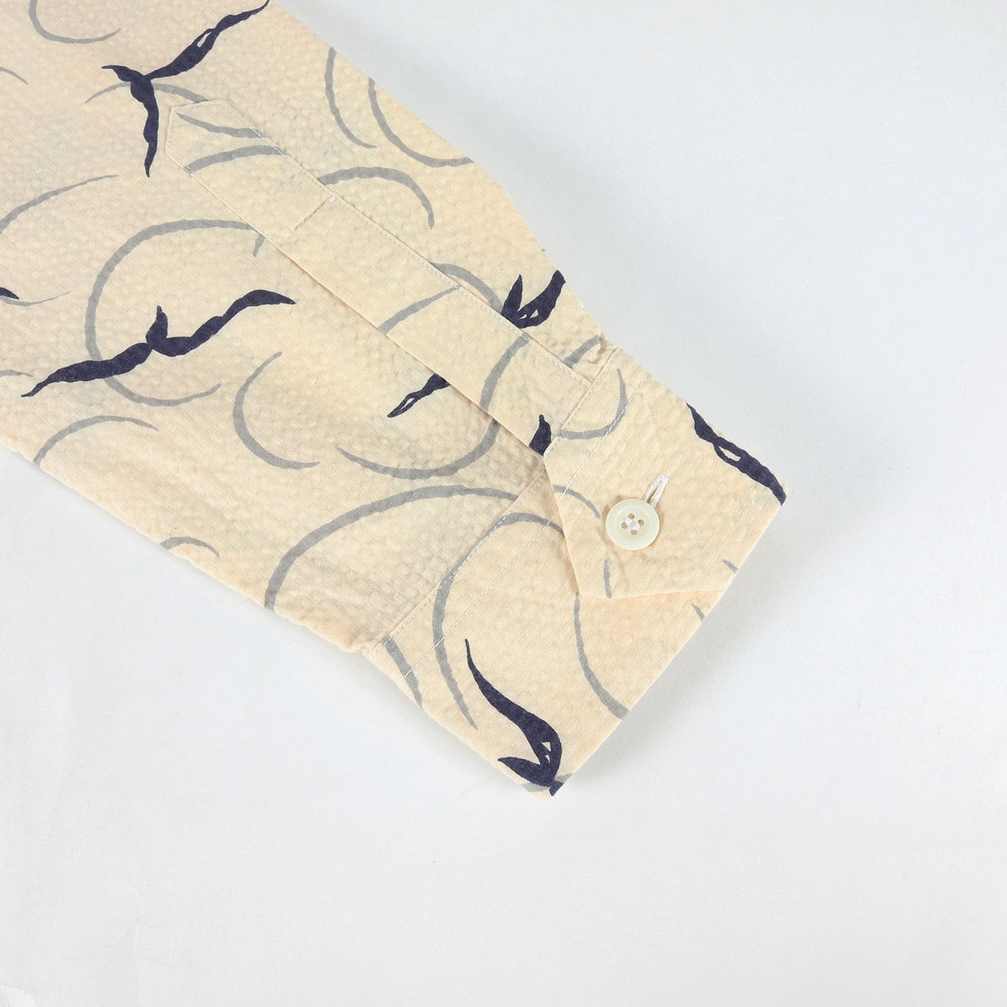 BUTCHER PRODUCTS バード 総柄 シアサッカー オープンカラーシャツ