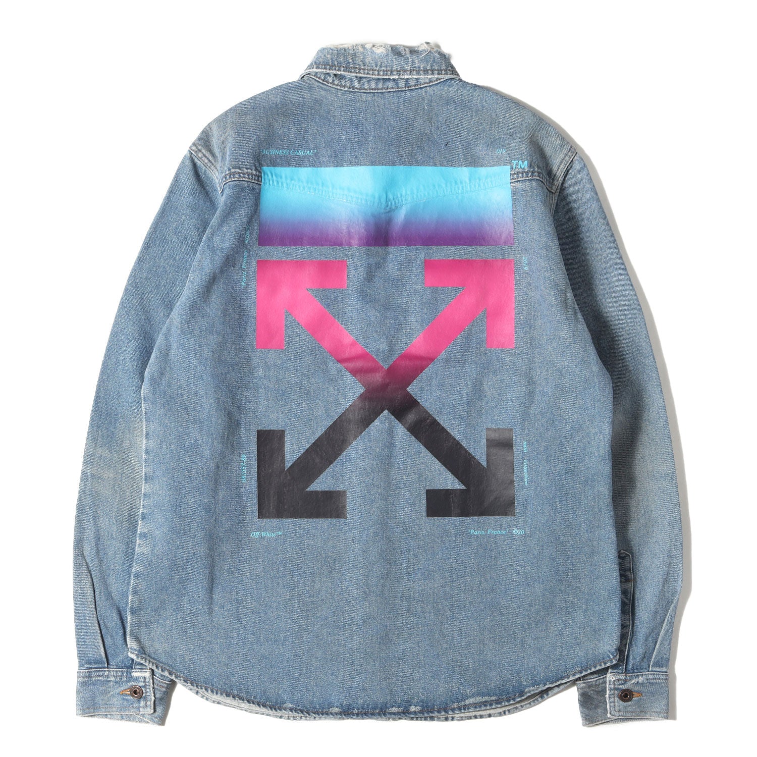 ヴィンテージ加工 グラデーションアロー デニムシャツ(GRADIENT ARROW 