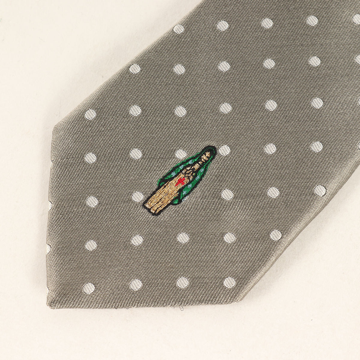 マリア刺繍 ドット シルク ネクタイ