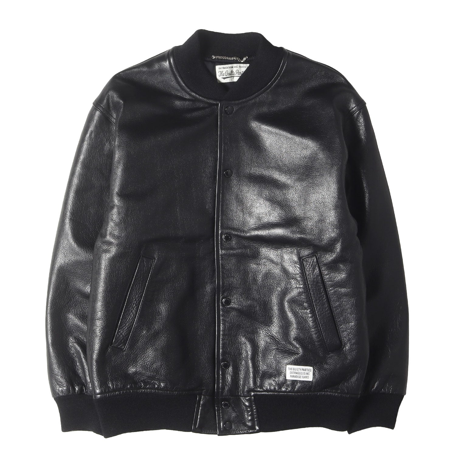 未使用品 23AW ワコマリア レザーバーシティジャケット L ブラック
