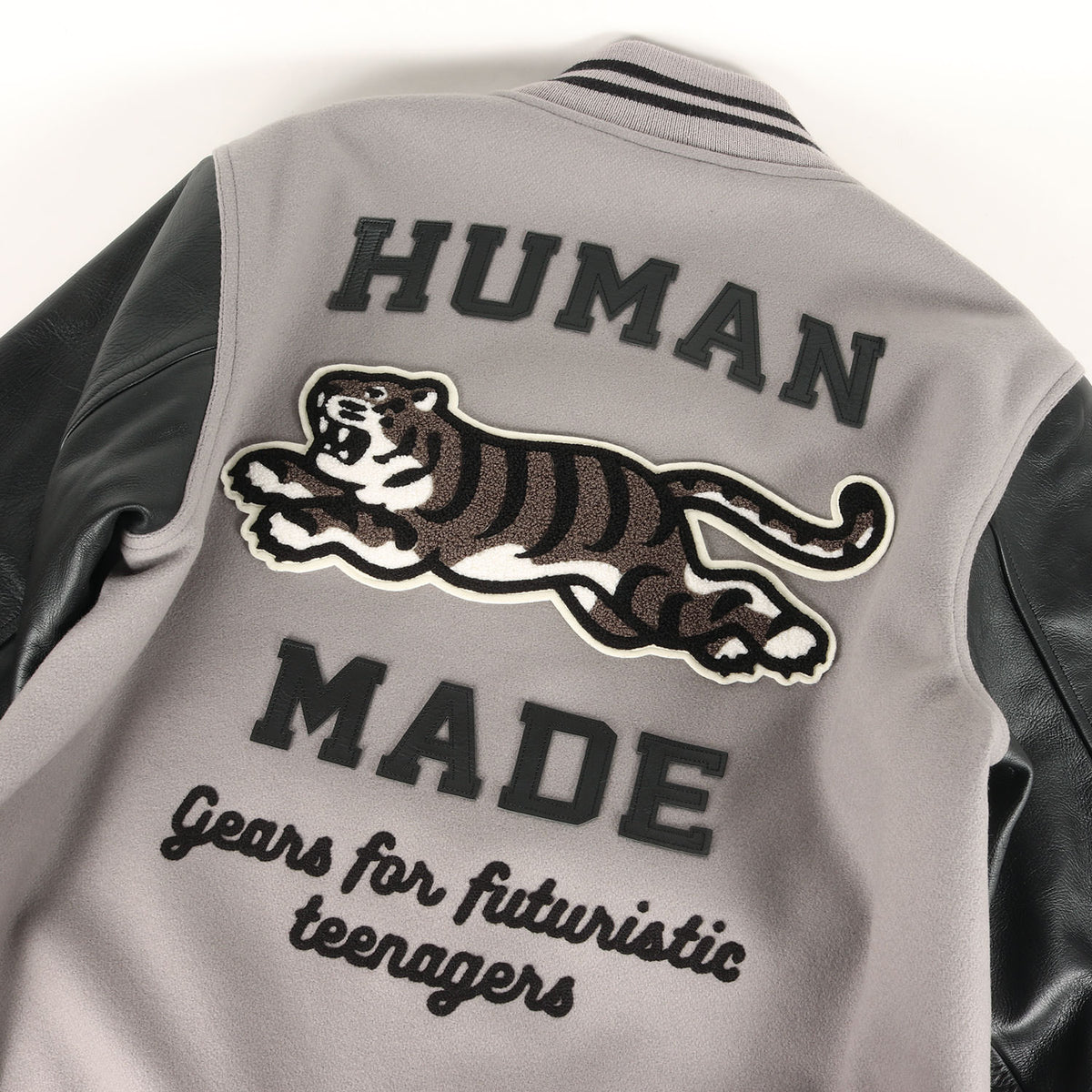 22AW タイガー 袖レザー メルトン バーシティジャケット / スタジャン(VARSITY JACKET)
