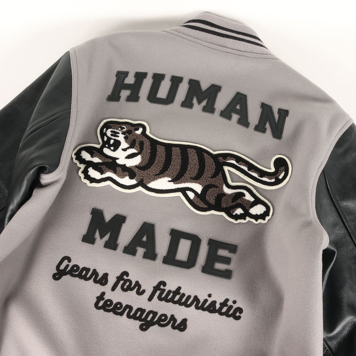 22AW タイガー 袖レザー メルトン バーシティジャケット / スタジャン(VARSITY JACKET)