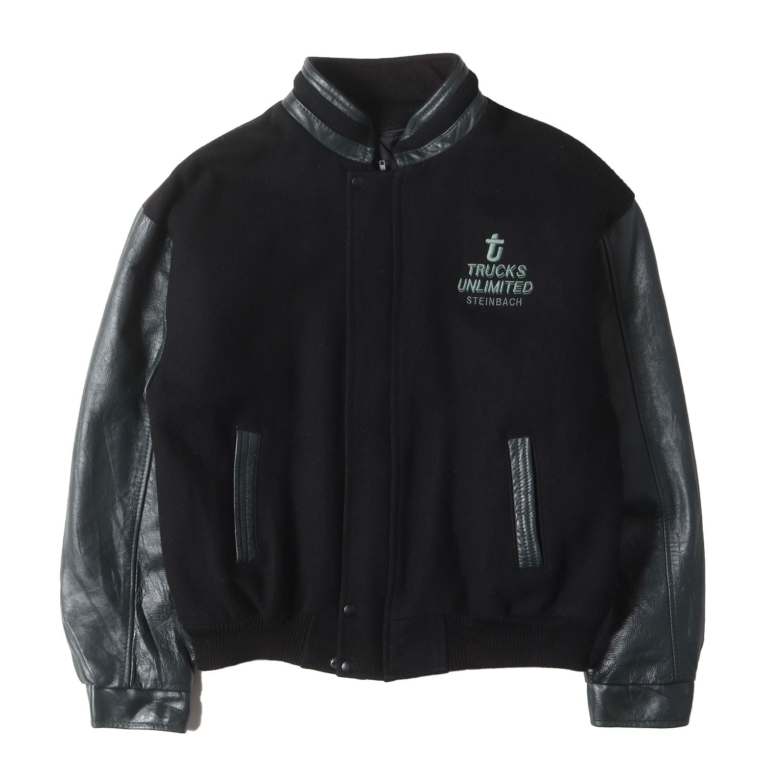 90s 袖レザー メルトンウール スタジャン / CANADA SPORTSWEAR カナダ 