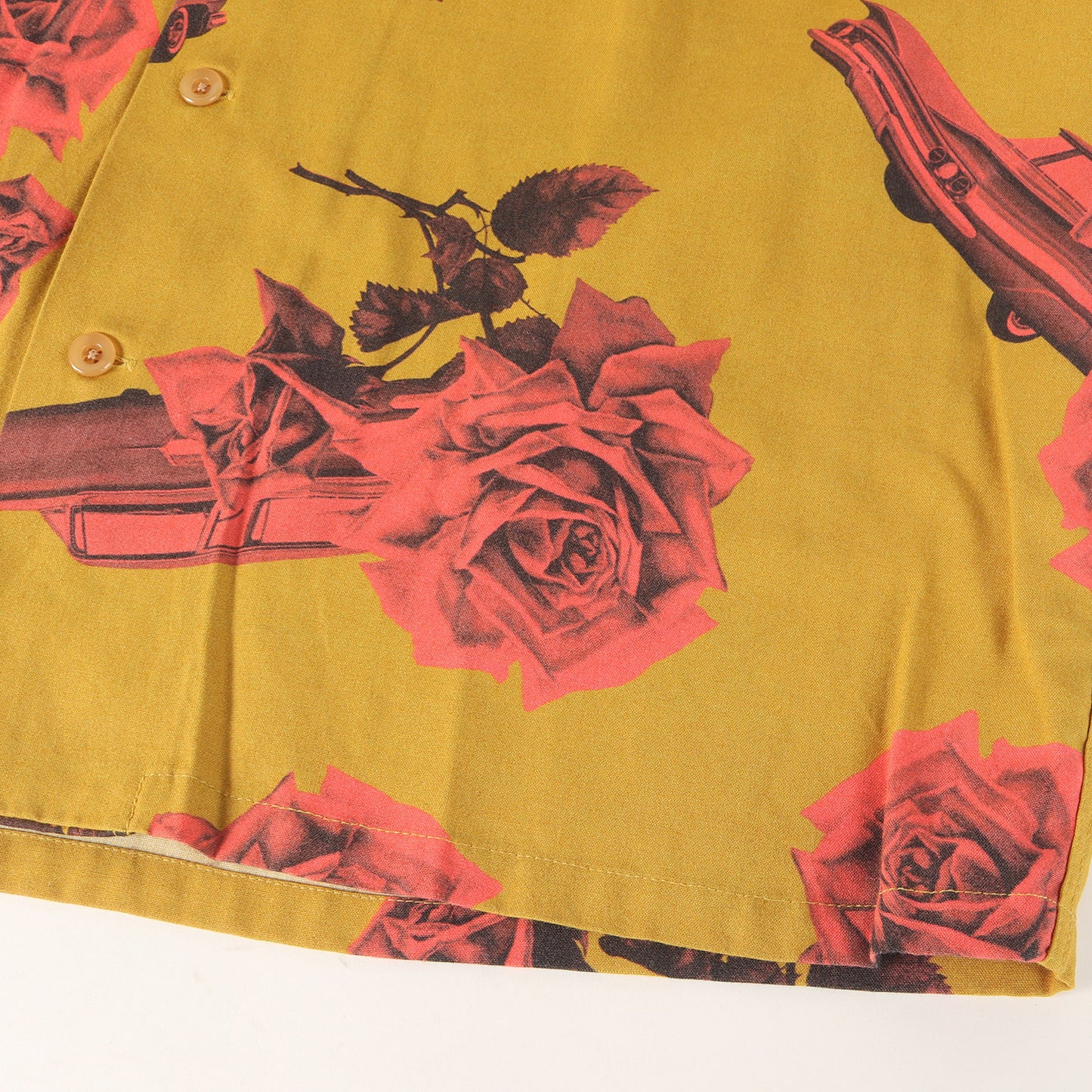 20SS ローズ&カー柄 レーヨン オープンカラー 半袖シャツ(CHEVY ROSE-OPEN COLLARED SHIRT S/S)