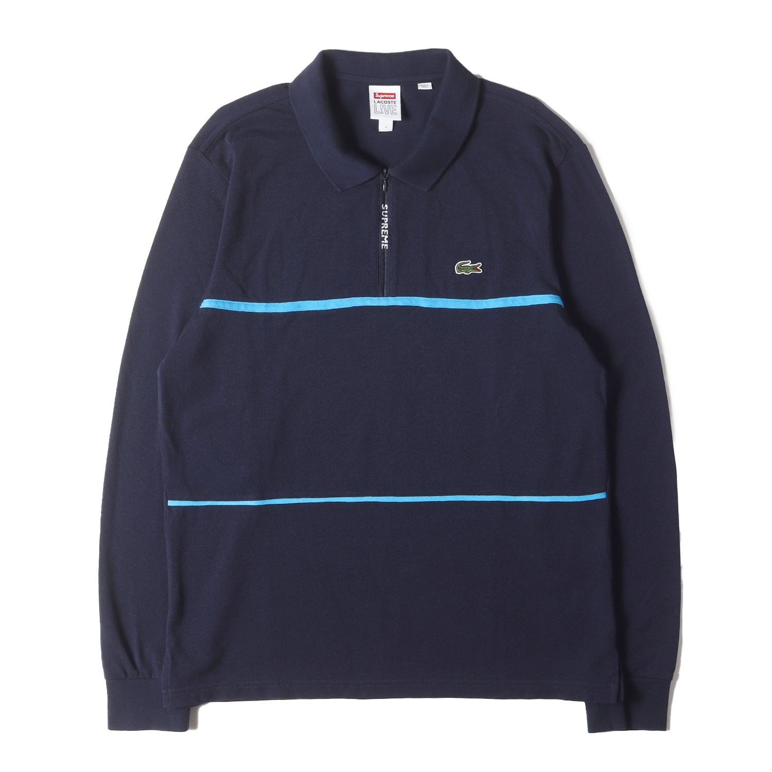 Supreme (シュプリーム) ×LACOSTE L!VE 鹿の子 ロングスリーブ ジップ 